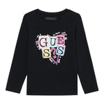 Guess Shirt Girocollo tinta unita con Stampe Nero per Neonata A5YI00K6YW4X NERO GUESS 