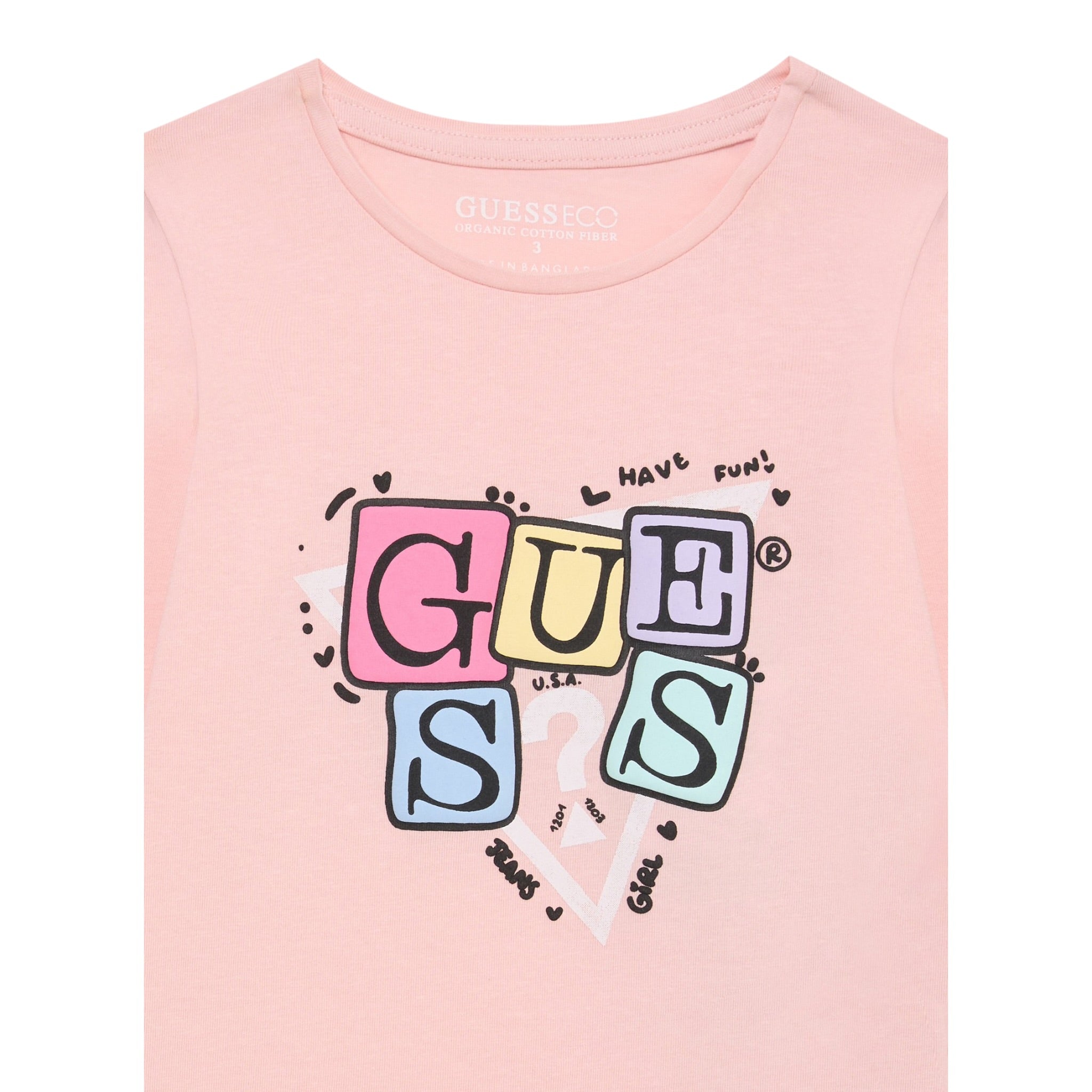 Guess Shirt Girocollo tinta unita con Stampe Rosa per Neonata A5YI00K6YW4XX ROSA GUESS 