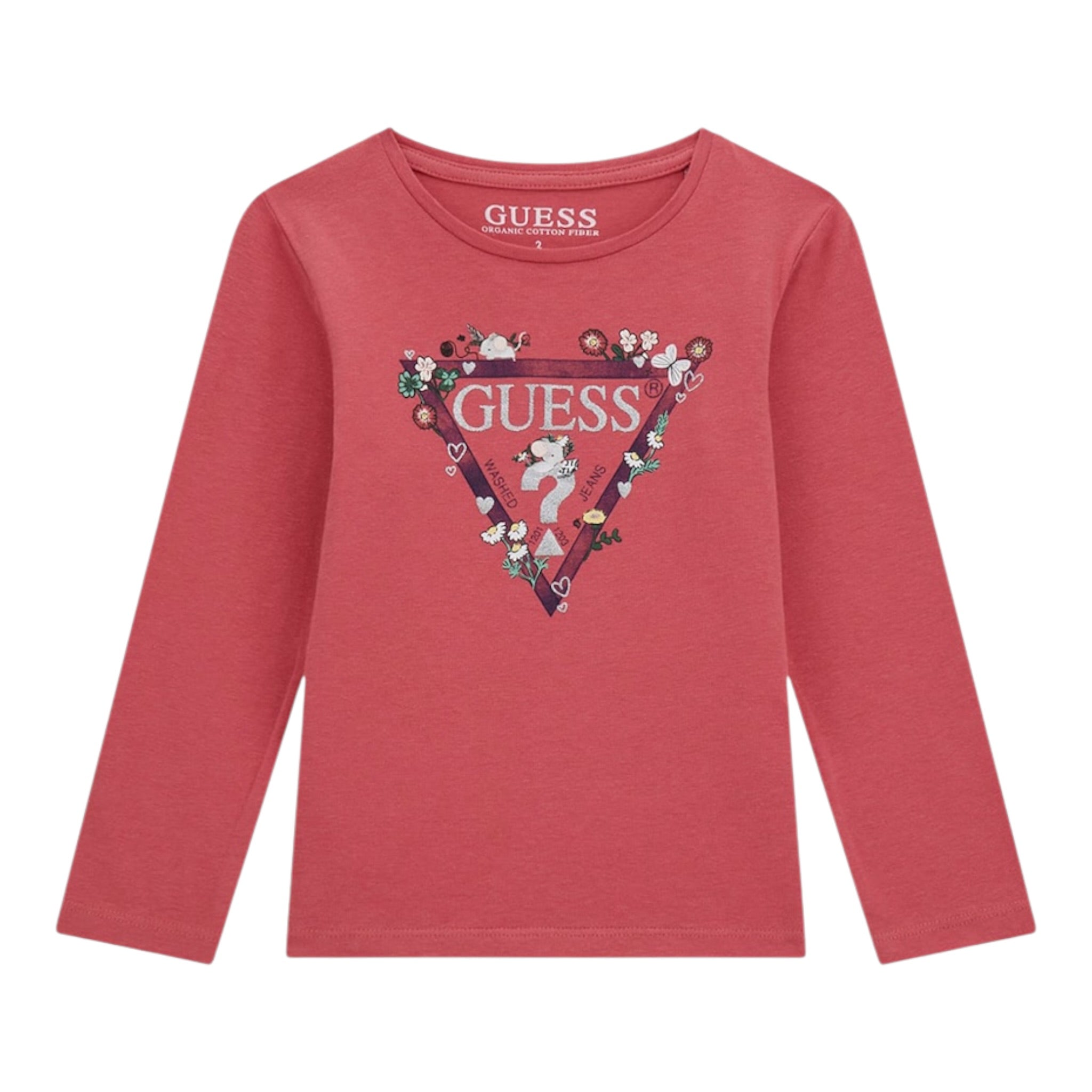 Guess Shirt tinta unita con Stampa Rosa per Neonata A5YI03K6YW4 ROSA GUESS 