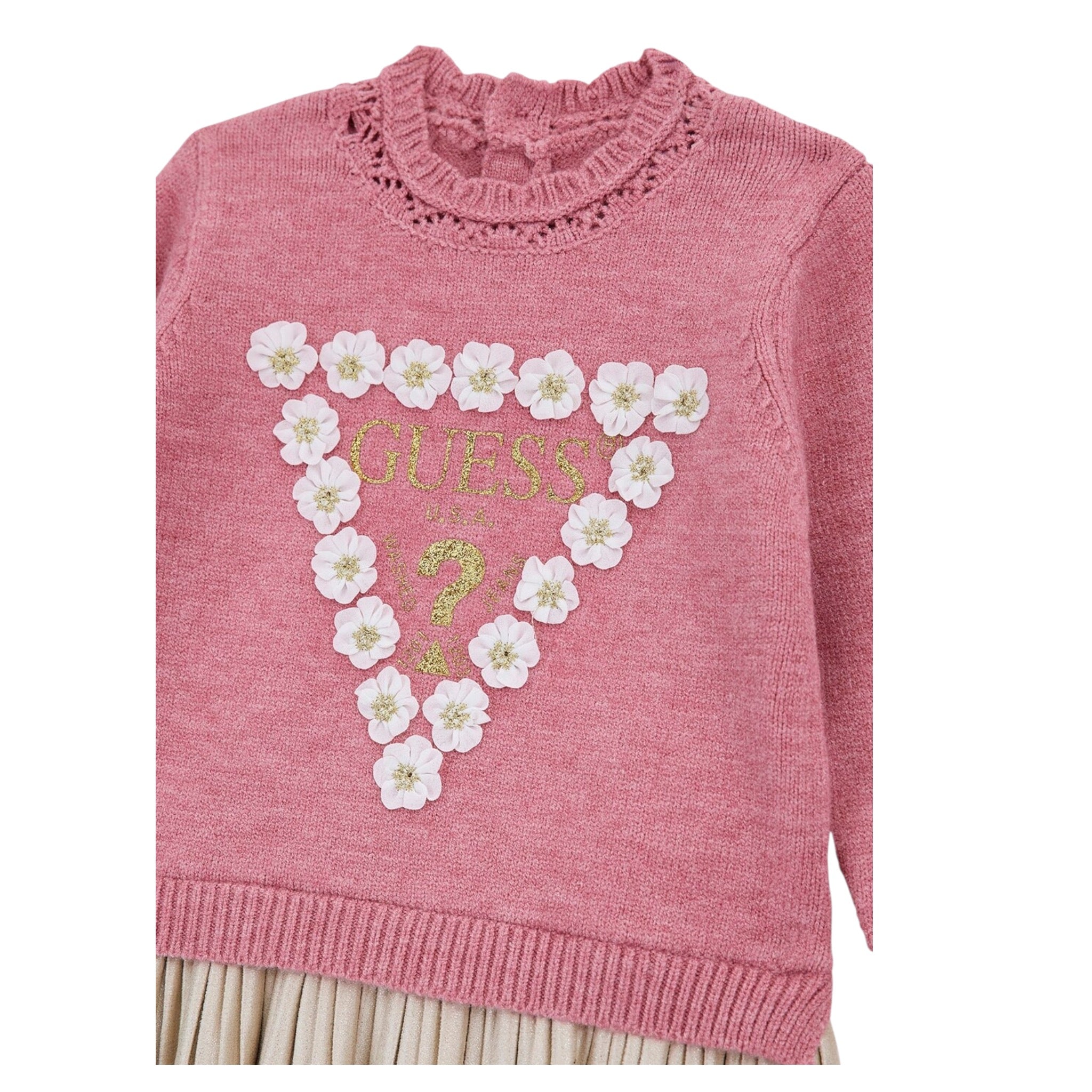 Guess Abito Manica Lunga tinta unita con Culotte Rosa per Neonata A5YK07Z3OS0 ROSA GUESS 
