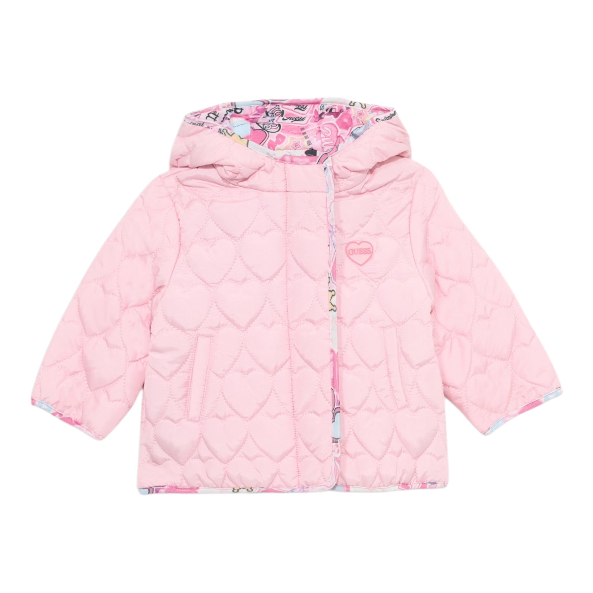 Guess Giubbino tinta unita con Cappuccio Rosa per Neonata A5YL00WCFM0 ROSA GUESS 