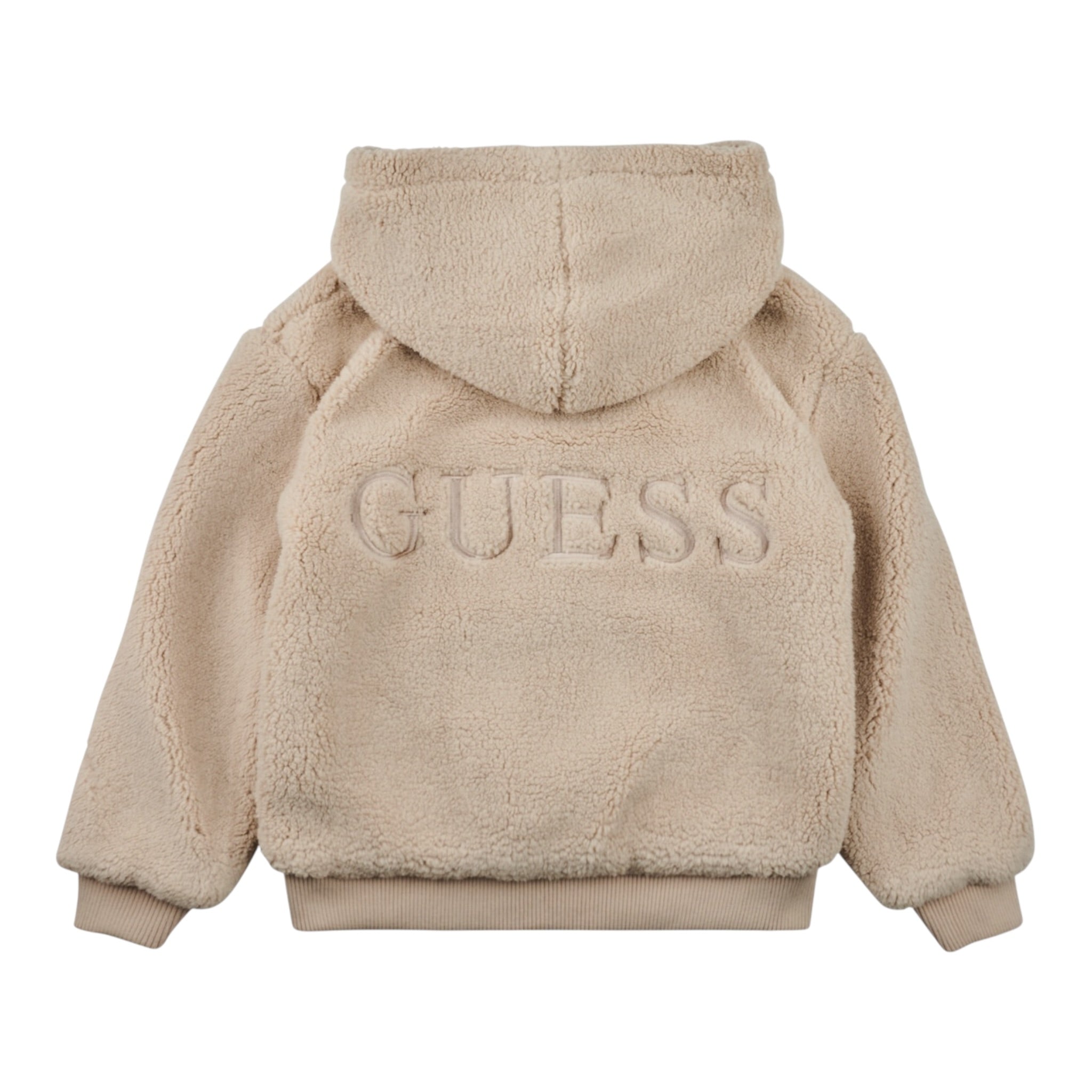 Guess Giubbino tinta unita con Zip E Cappuccio Modello Teddy Beige per Bambino H5BJ01W0330 BEIGE GUESS 