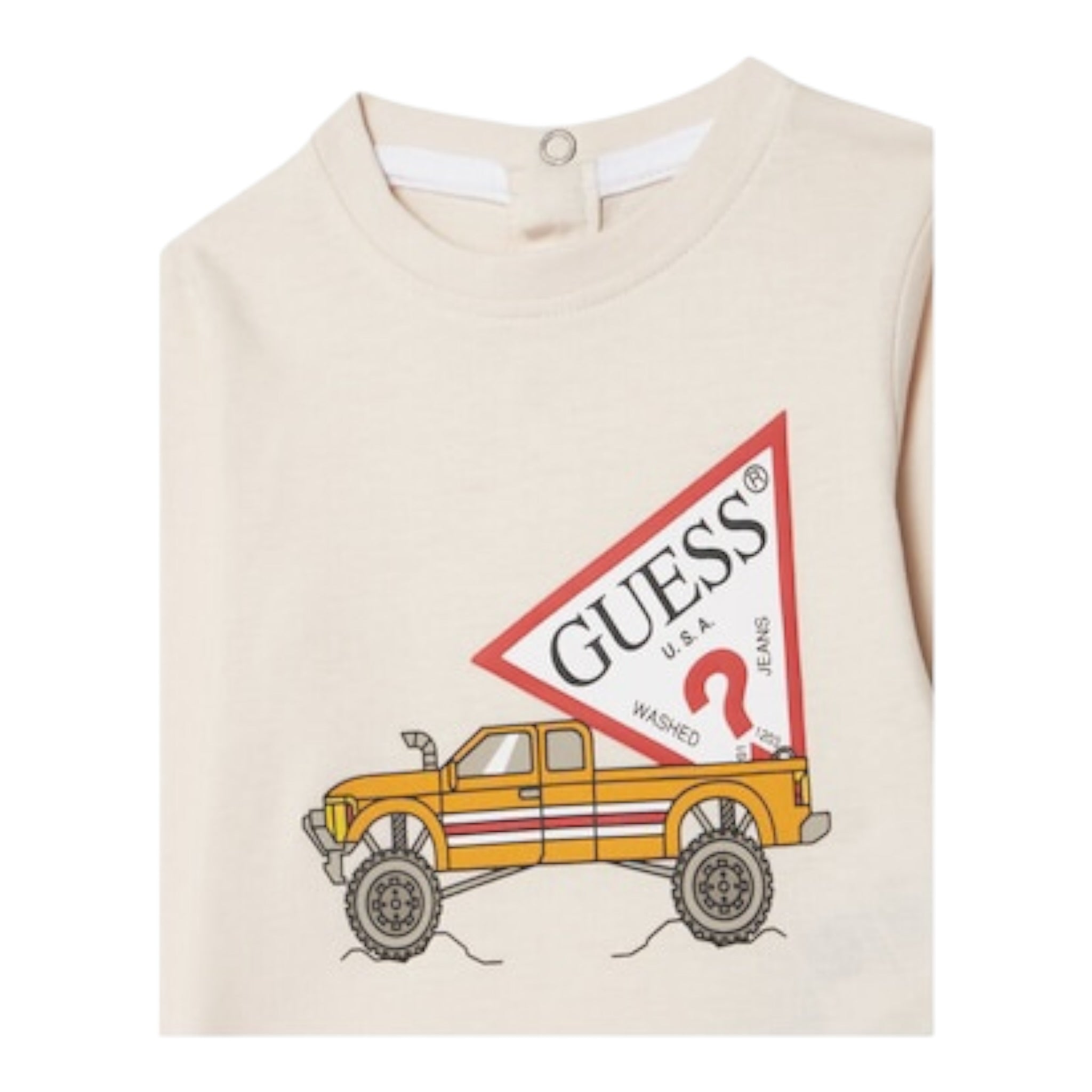 Guess Shirt tinta unita Girocollo con Stampa Beige per Neonato I5BI01L3Z14 BEIGE GUESS 