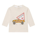Guess Shirt tinta unita Girocollo con Stampa Beige per Neonato I5BI01L3Z14 BEIGE GUESS 