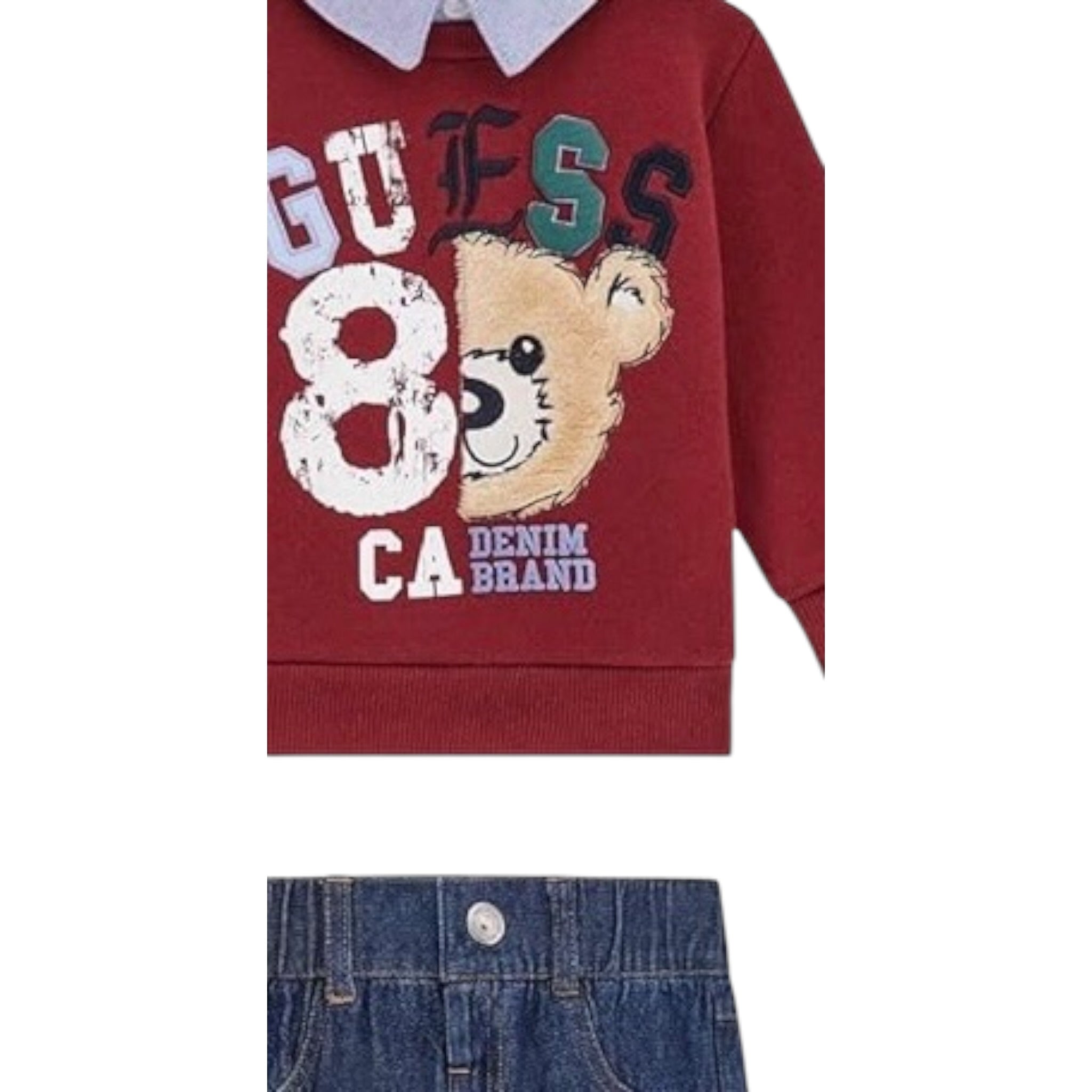 Guess Completo 2Pz Felpa-Jeans Rosso per Neonato I5YG13KAX74 ROSSO GUESS 
