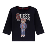 Guess Shirt tinta unita Girocollo con Stampa Blu per Neonato I5YI04K8HM4X BLU GUESS 