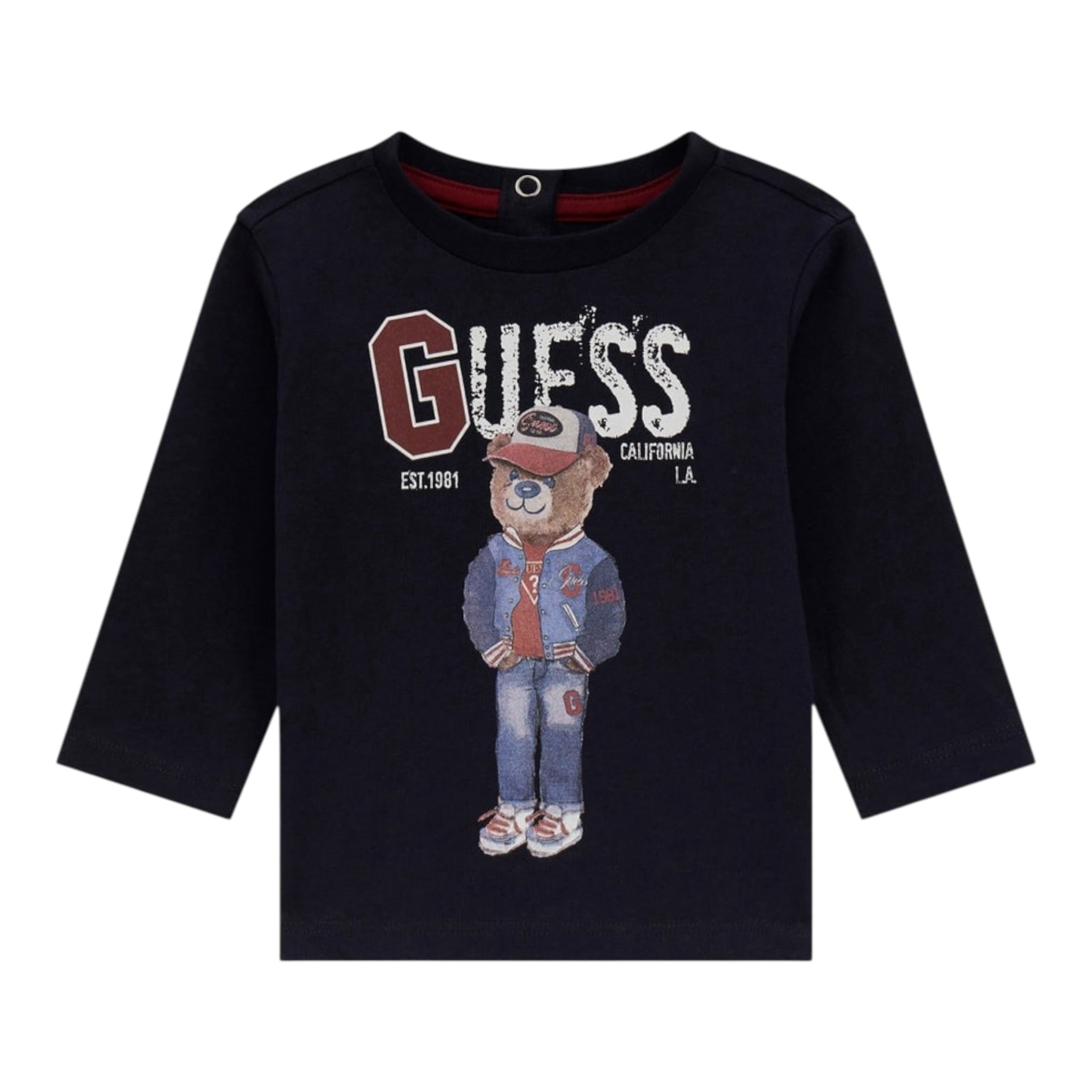 Guess Shirt tinta unita Girocollo con Stampa Blu per Neonato I5YI04K8HM4X BLU GUESS 