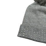 Guess Cappello tinta unita con Pon Pon E Strass Grigio per Bambina J1BZ01Z2QP0 GRIGIO GUESS 