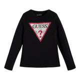 Guess Shirt Girocollo tinta unita con Brillantini Nero per Bambina J2YI50K6YW1 NERO GUESS 