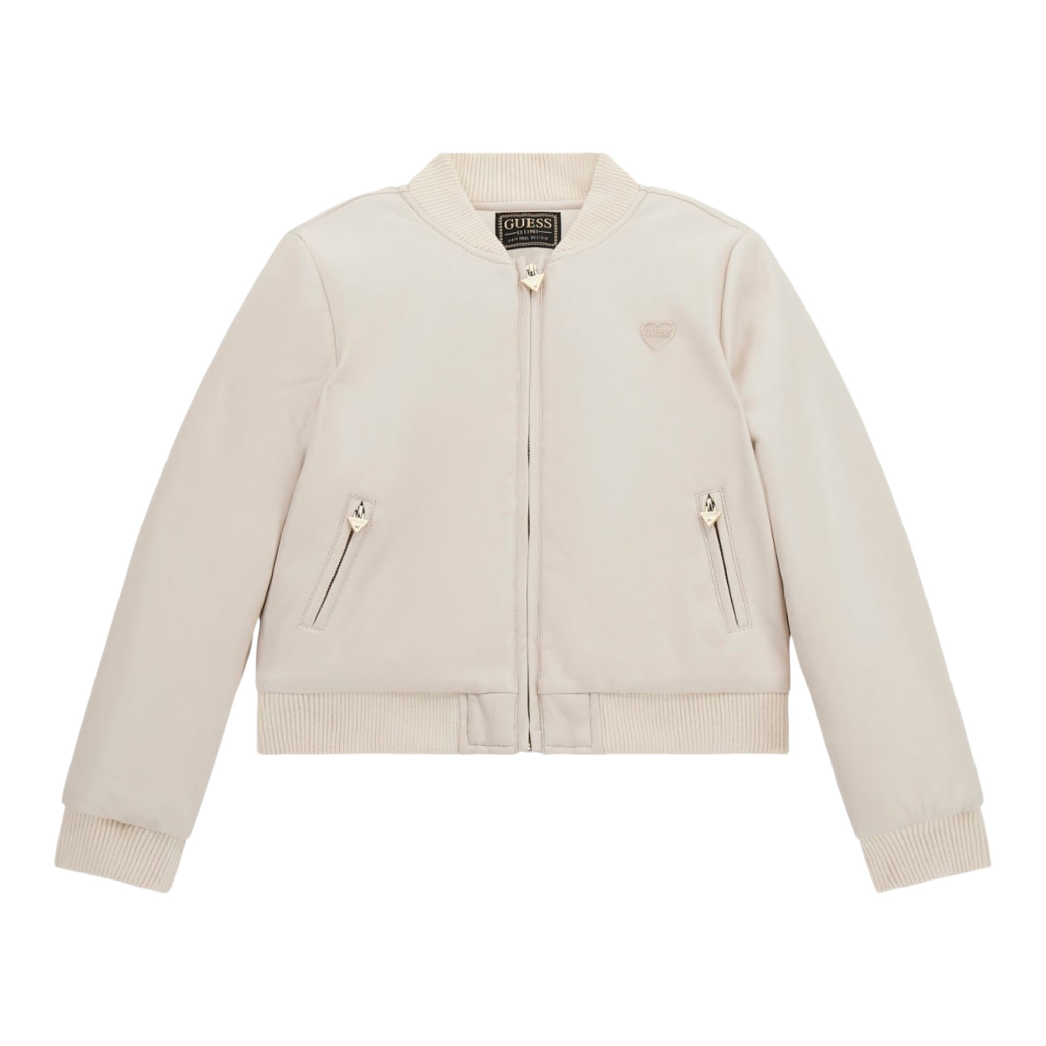 Guess Giubbino tinta unita con Zip Panna per Bambina J4YL13WE8D0 PANNA GUESS 