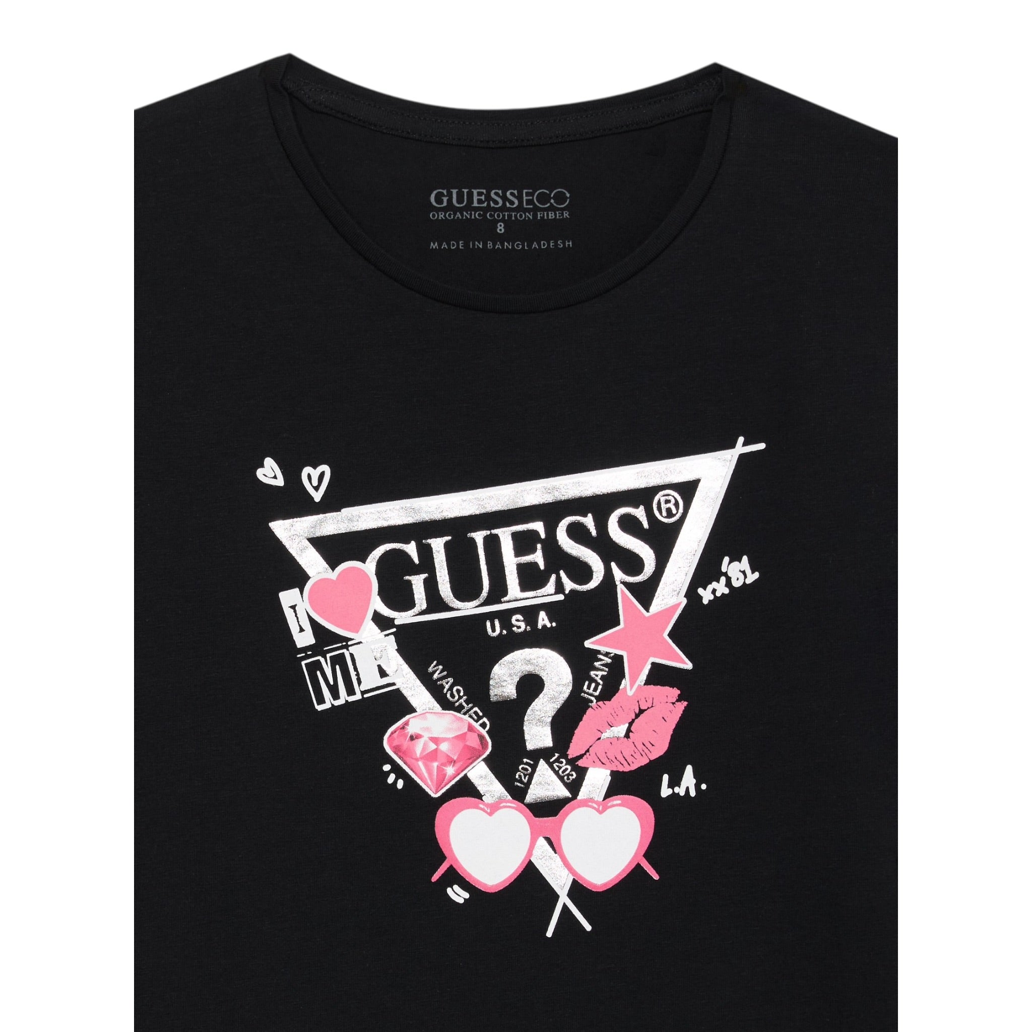 Guess Shirt tinta unita con Stampa Nero per Bambina J5YI01K6YW4 NERO GUESS 