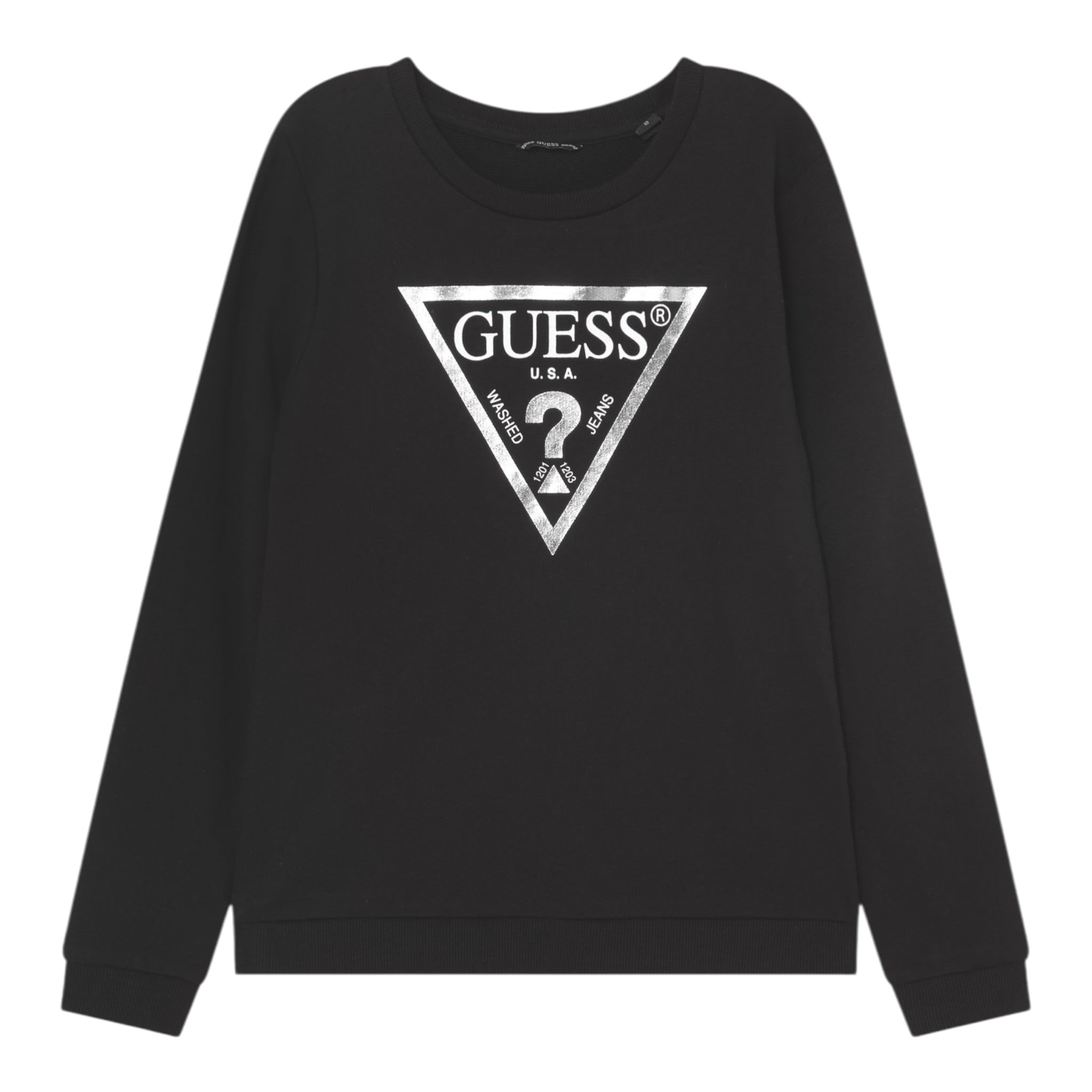 Guess Felpa tinta unita con Stampa Nero per Bambina J74Q10KAUG0 NERO GUESS 
