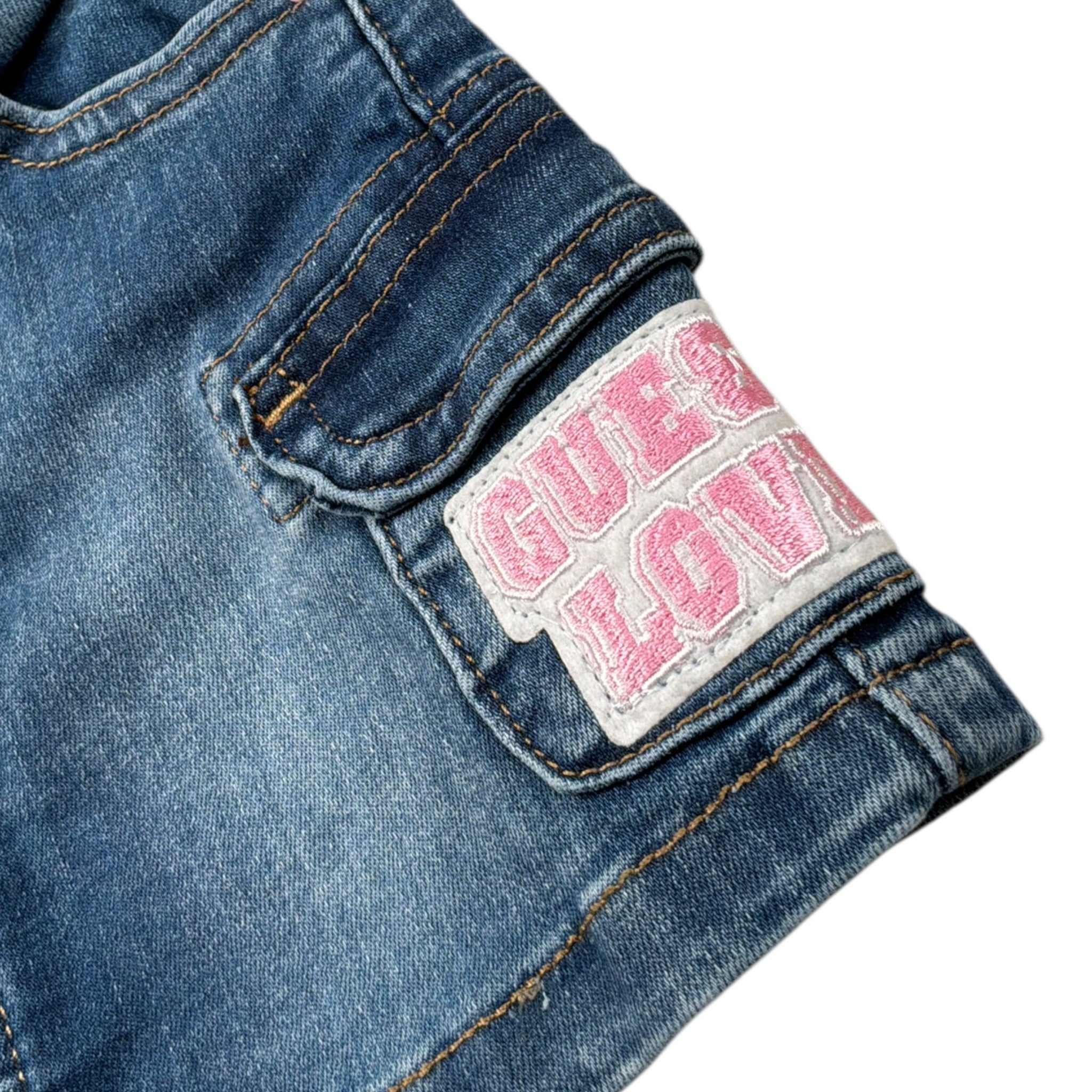 Guess Gonna In Denim tinta unita con Applicazioni Blu per Neonata K5YD01D4CA0 BLU GUESS 