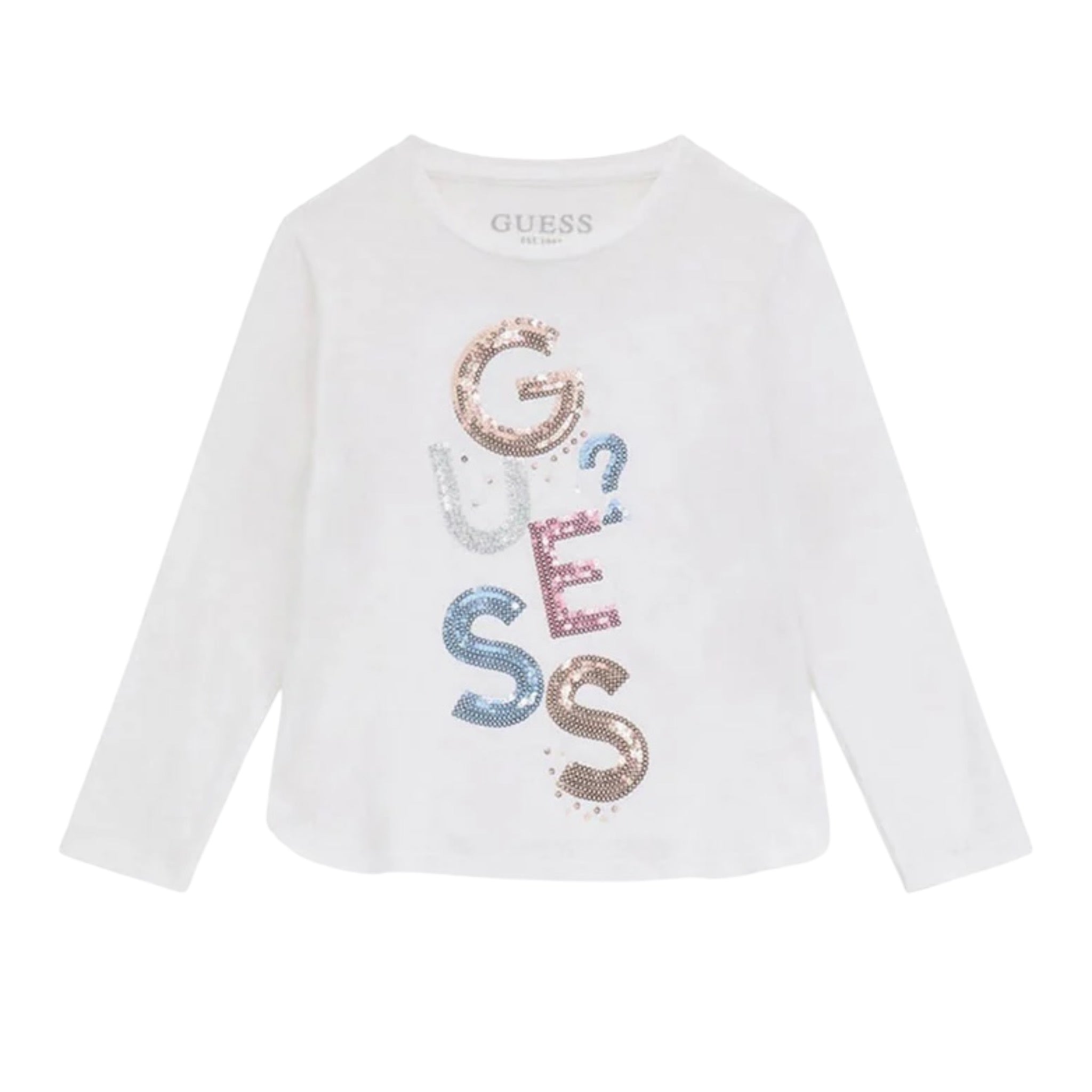 Guess Shirt Girocollo tinta unita con Paillettes Bianco per Neonata K5YI26KAPO0 BIANCO GUESS 