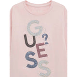 Guess Shirt Girocollo tinta unita con Paillettes Rosa per Neonata K5YI26KAPO0NX ROSA GUESS 