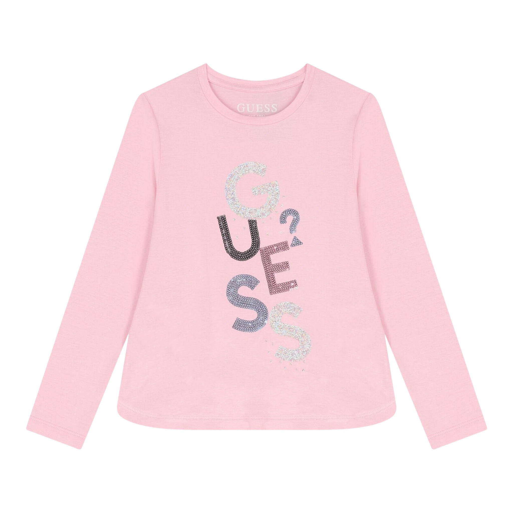 Guess Shirt Girocollo tinta unita con Paillettes Rosa per Neonata K5YI26KAPO0XXN ROSA GUESS 