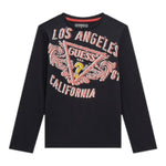 Guess Shirt Girocollo tinta unita con Stampa Nero per Bambino L5RI01K8HM4 NERO GUESS 