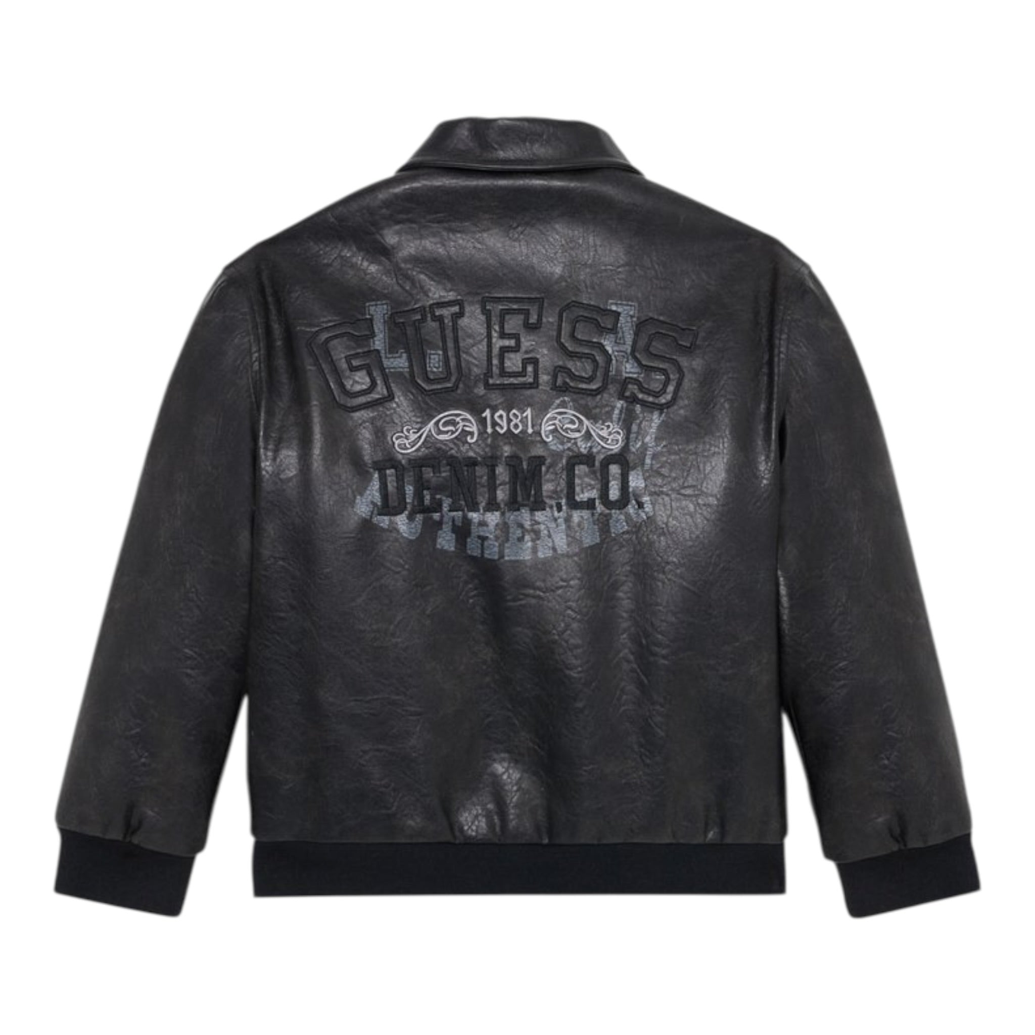 Guess Giubbino In Ecopelle tinta unita Nero per Bambino L5YL03 NERO GUESS 