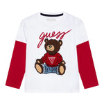 Guess Shirt tinta unita Girocollo con Stampa Bianco per Neonato N4BI08I3Z14 BIANCO GUESS 