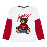 Guess Shirt tinta unita Girocollo con Stampa Bianco per Neonato N4BI08I3Z14 BIANCO GUESS 