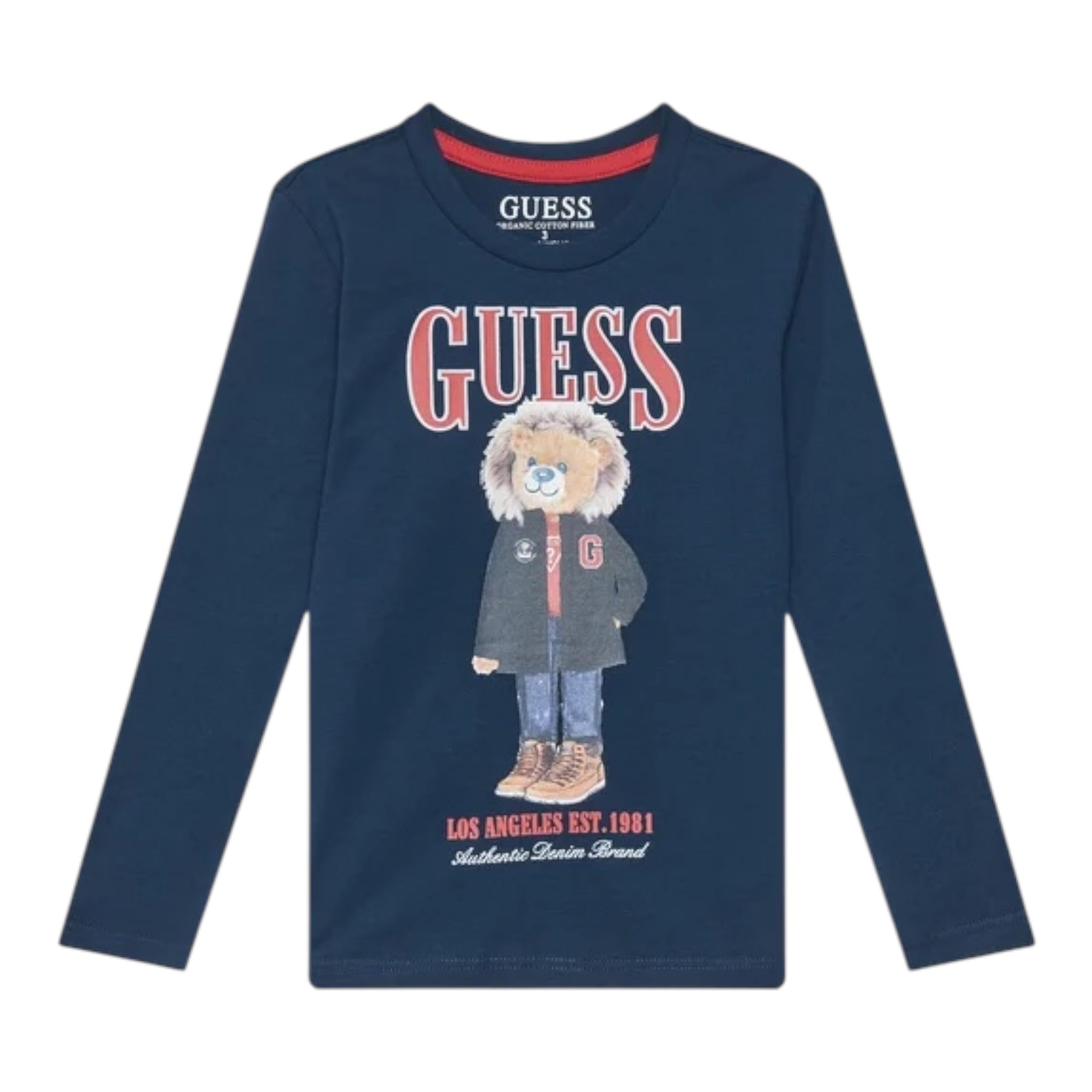 Guess Shirt tinta unita Girocollo con Stampa Blu per Neonato N5BI04I3Z14X BLU GUESS 