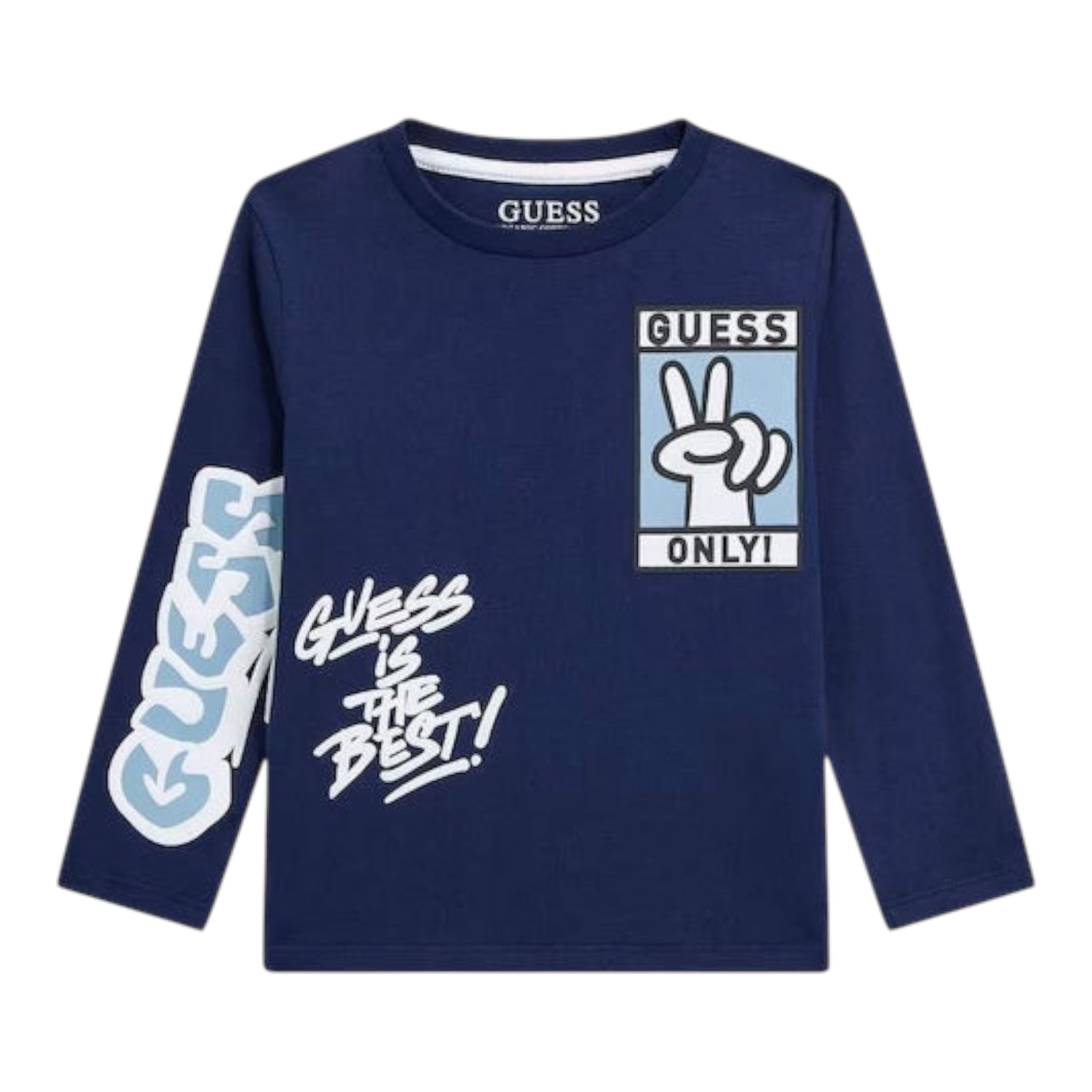 Guess Shirt tinta unita con Stampa Blu per Neonato N5BI05I3Z14 BLU GUESS 