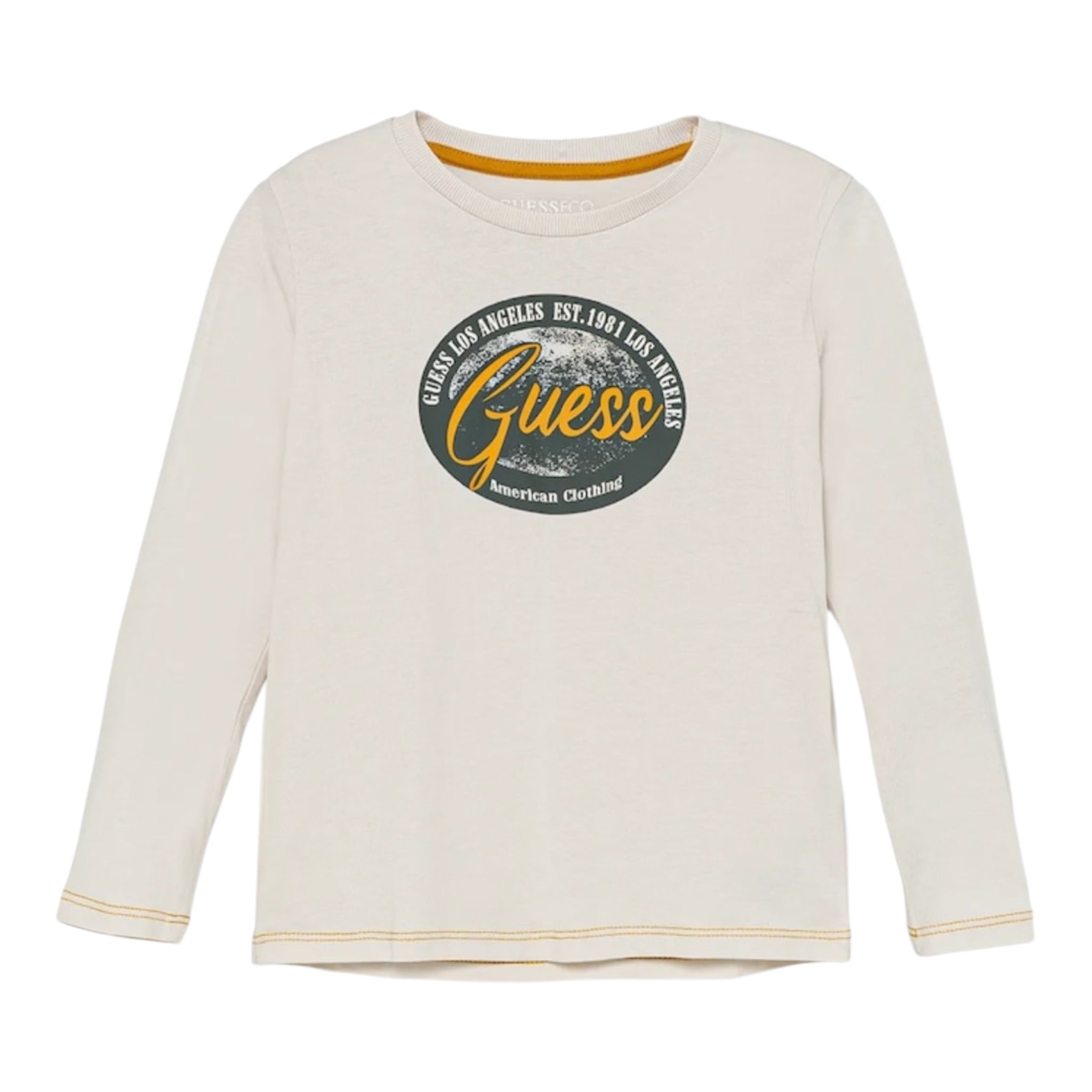 Guess Shirt tinta unita Girocollo con Stampa Beige per Neonato N5BI11I3Z14XX BEIGE GUESS 