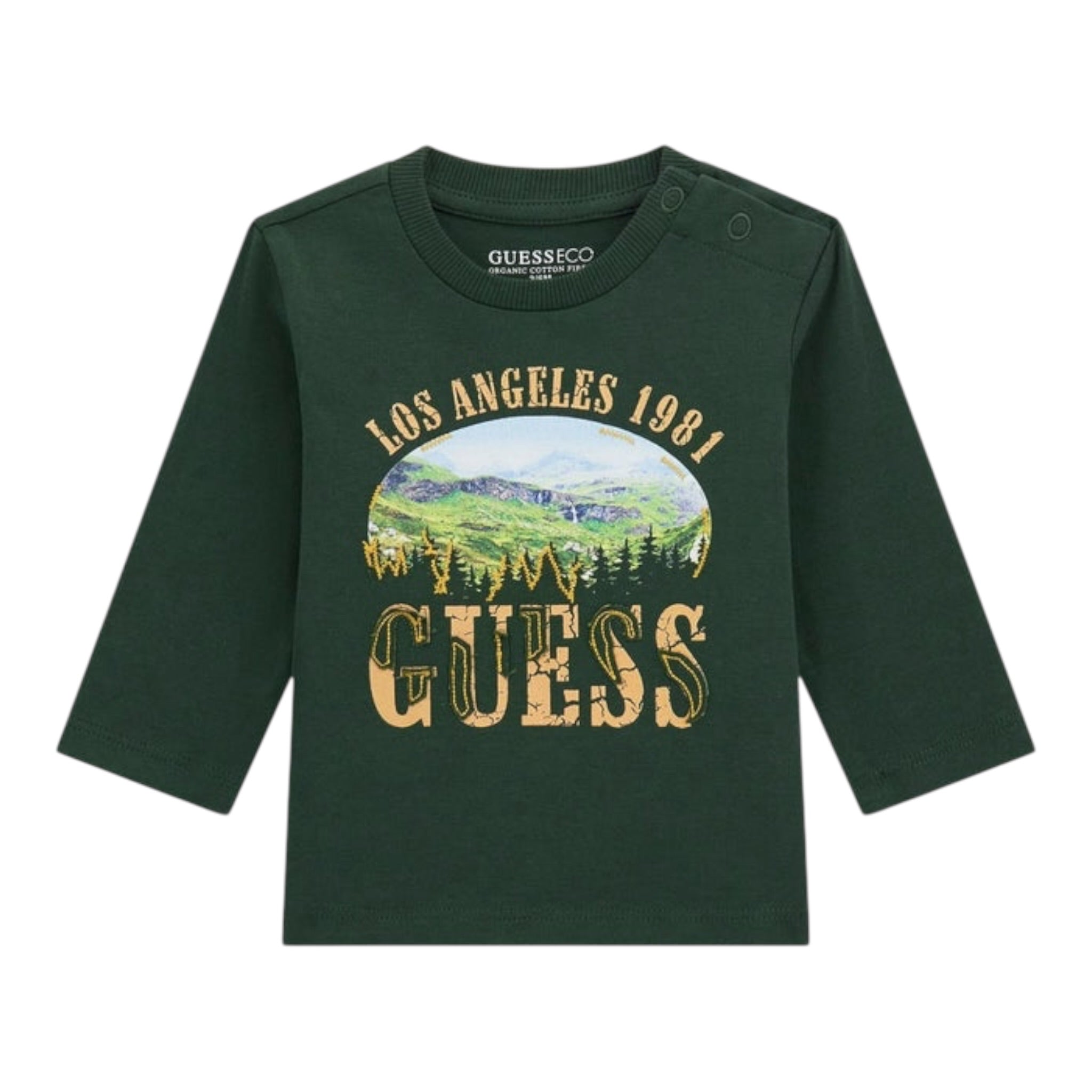 Guess Shirt tinta unita Girocollo con Stampa Verde per Neonato N5BI13I3Z14 VERDE GUESS 