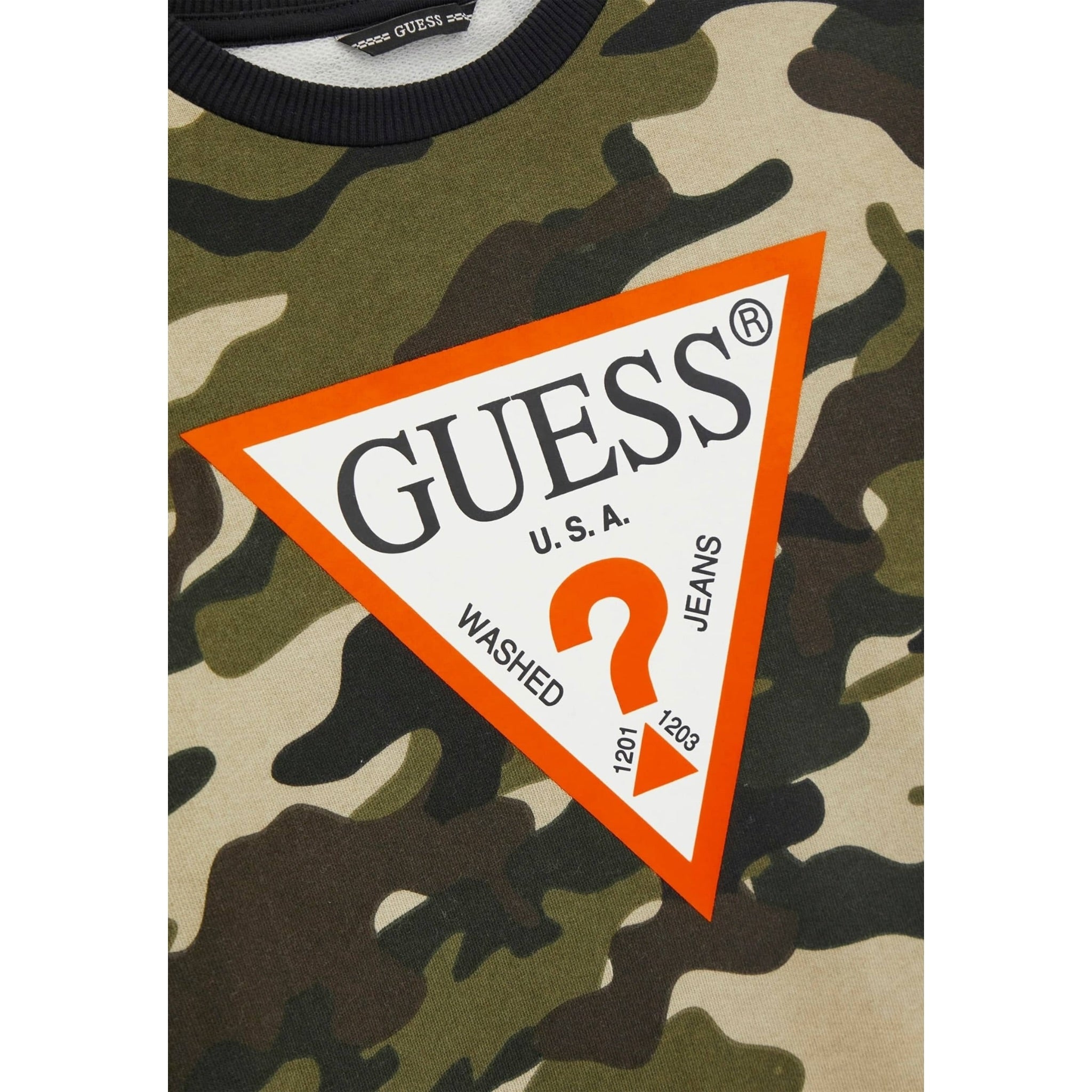 Guess Felpa tinta unita con Fantasia Militare Verde per Neonato N5BQ05KAD74N VERDE GUESS 