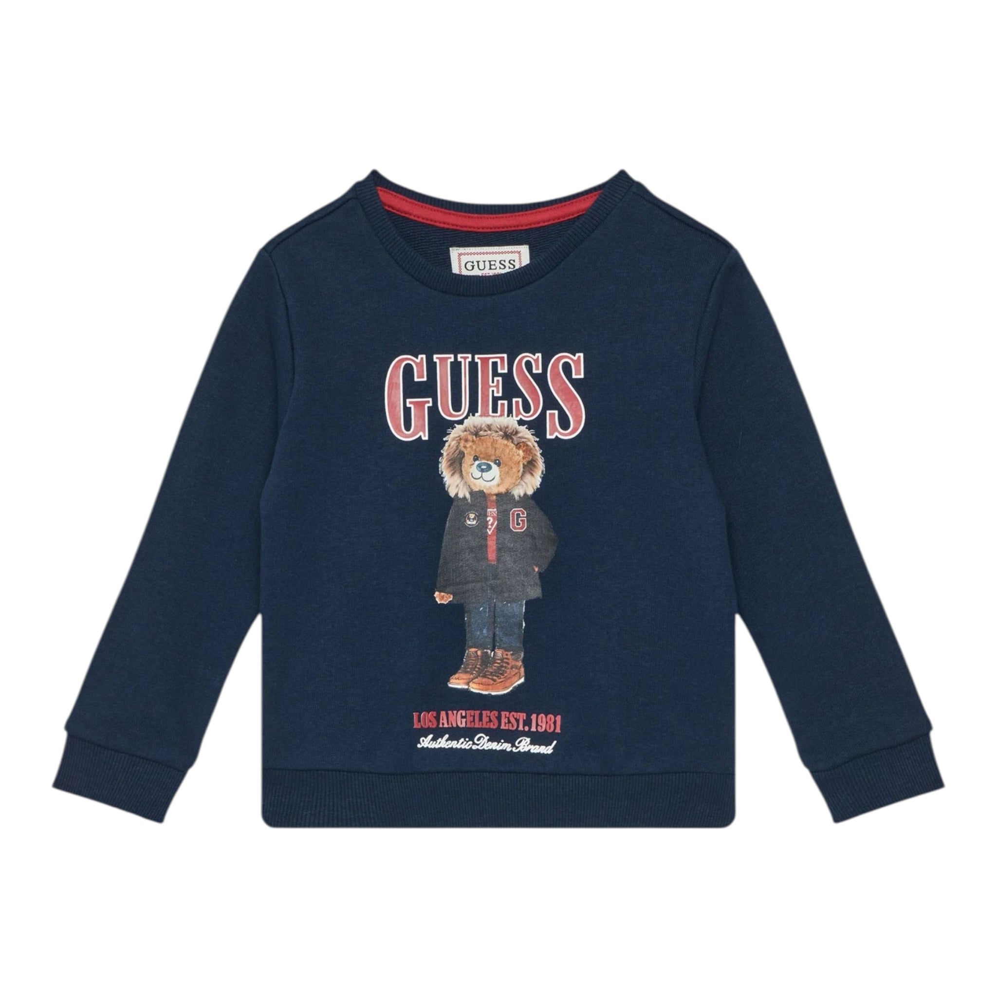 Guess Felpa tinta unita con Stampa Blu per Neonato N5BQ07KAD74 BLU GUESS 
