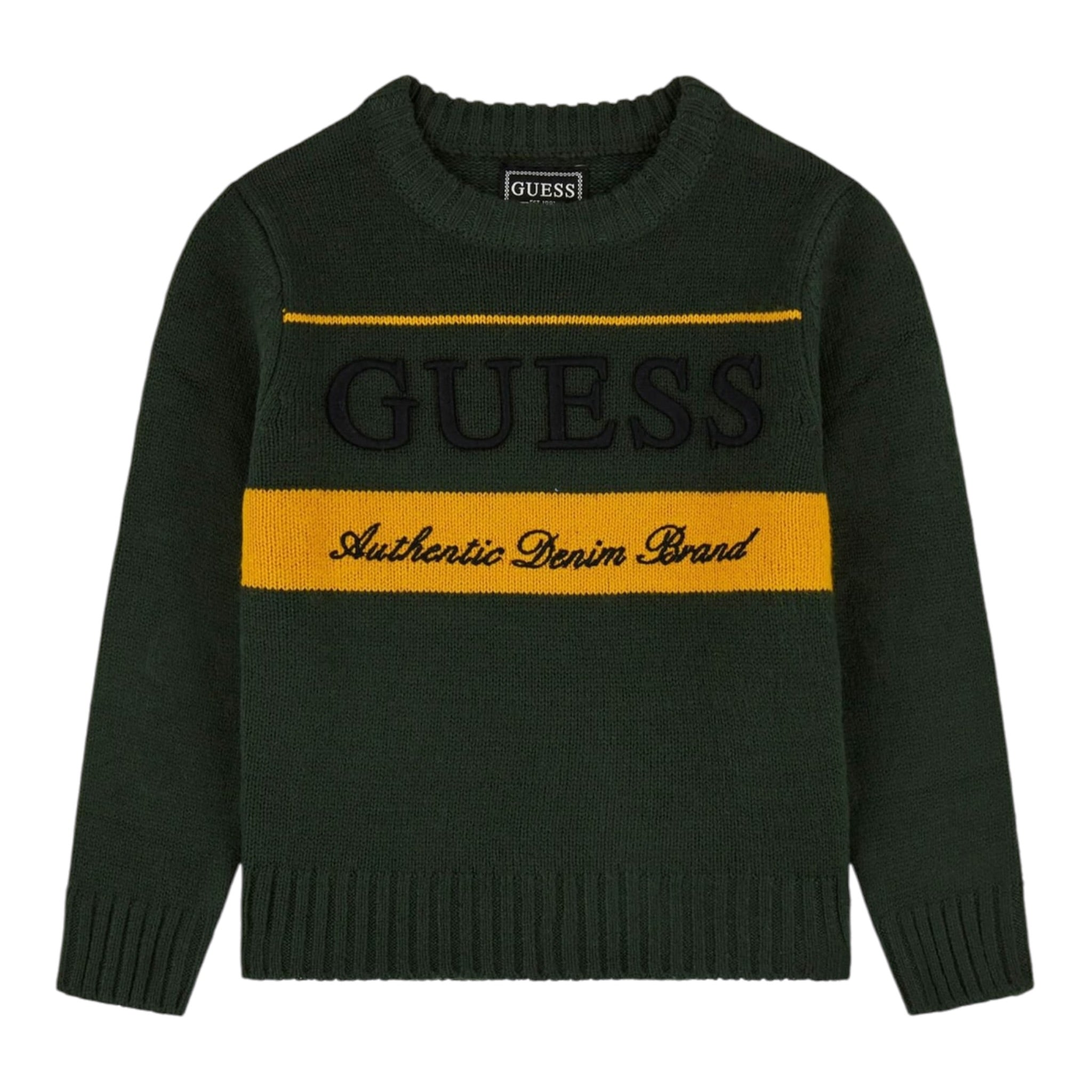 Guess Maglia Girocollo tinta unita con Logo Verde per Neonato N5BR03Z32N0 VERDE GUESS 