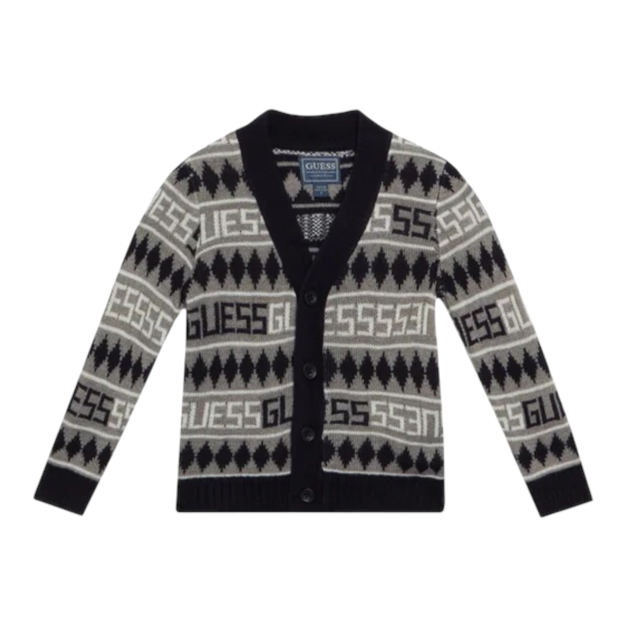 Guess Cardigan Bicolore con Loghi Bianco per Neonato N5BR06Z2BB0X BIANCO GUESS 