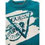 Guess Maglia tinta unita con Stampa Petrolio per Neonato N5BR11Z3OK1X PETROLIO GUESS 