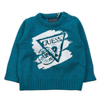Guess Maglia tinta unita con Stampa Petrolio per Neonato N5BR11Z3OK1X PETROLIO GUESS 