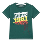 Guess T-Shirt tinta unita con Stampa Verde per Neonato N5RI02K8HM4N VERDE GUESS 