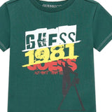 Guess T-Shirt tinta unita con Stampa Verde per Neonato N5RI02K8HM4N VERDE GUESS 