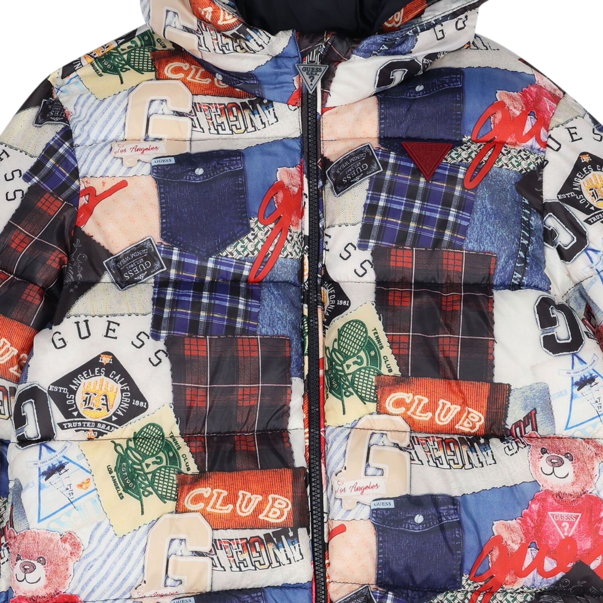 Guess Giubbino Multicolor con Zip E Cappuccio Bianco per Bambino N5YL05WEGY0J BIANCO GUESS 