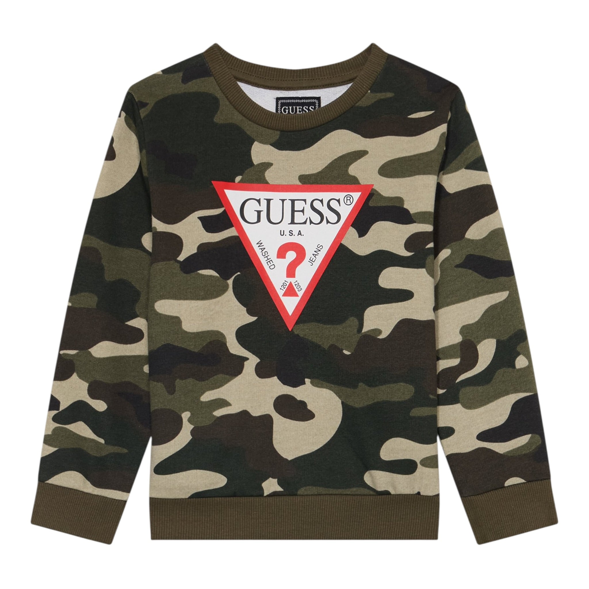 Guess Felpa tinta unita con Fantasia Militare Verde per Neonato N5YQ00KA6R4X VERDE GUESS 