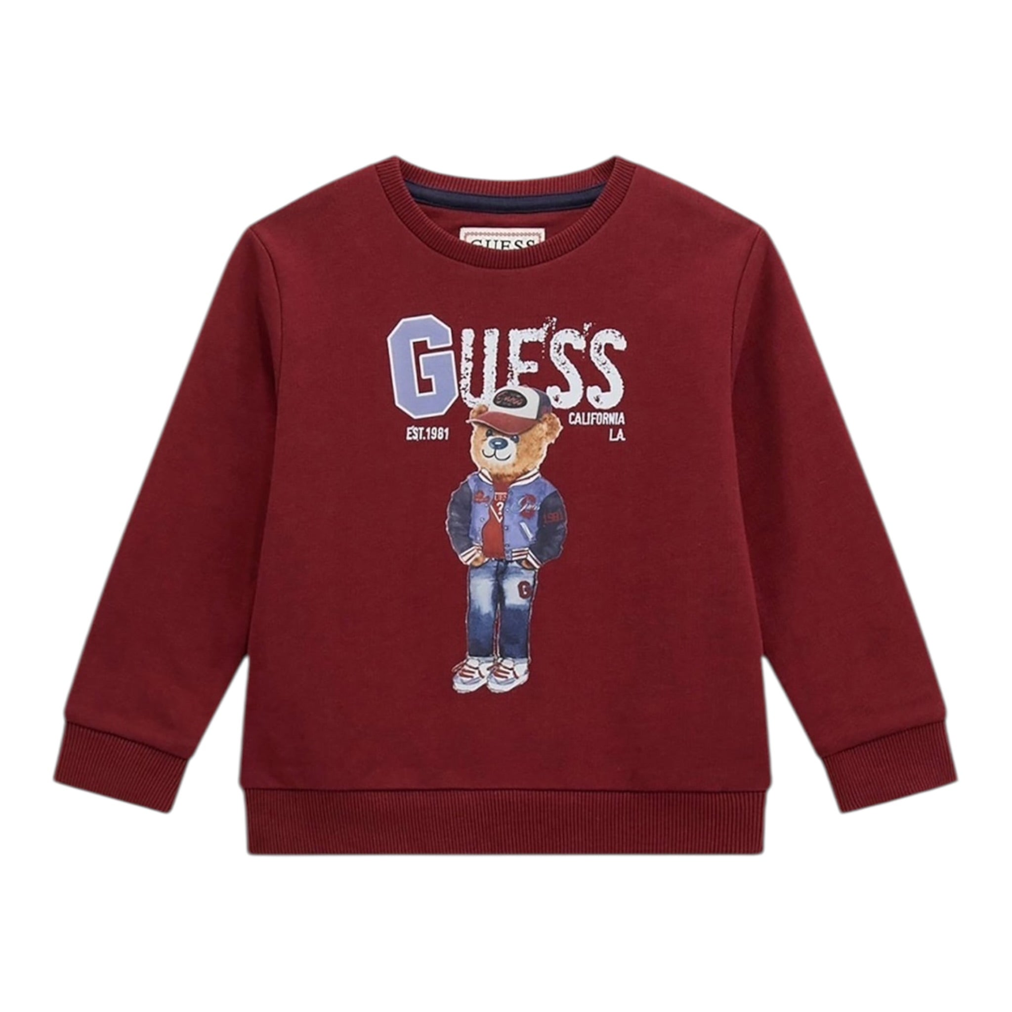 Guess Felpa tinta unita con Stampa Bordeuax per Neonato N5YQ05KA074 BORDEAUX GUESS 