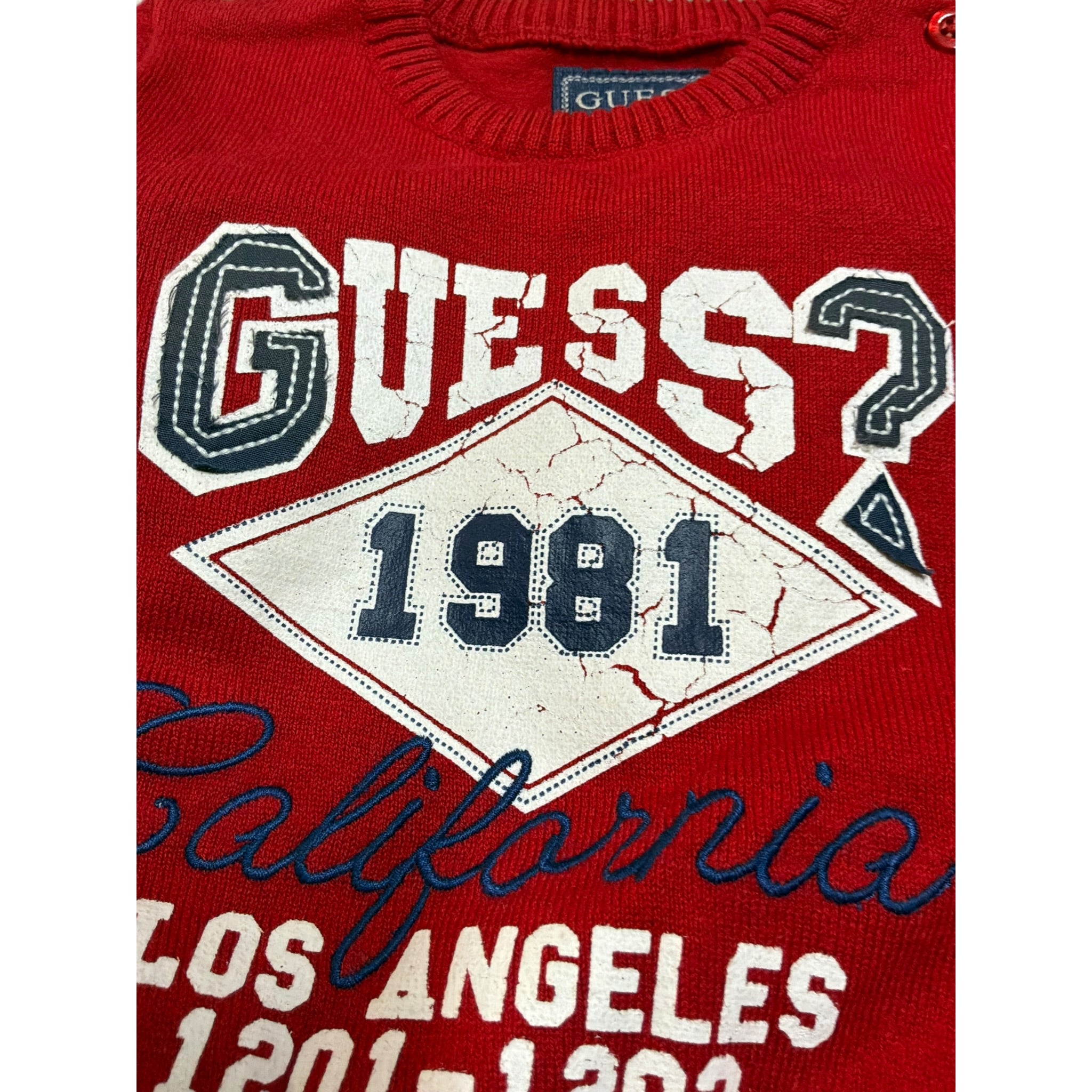 Guess Maglia Girocollo tinta unita con Ricami Rosso per Neonato N5YR03Z2VV0 ROSSO GUESS 