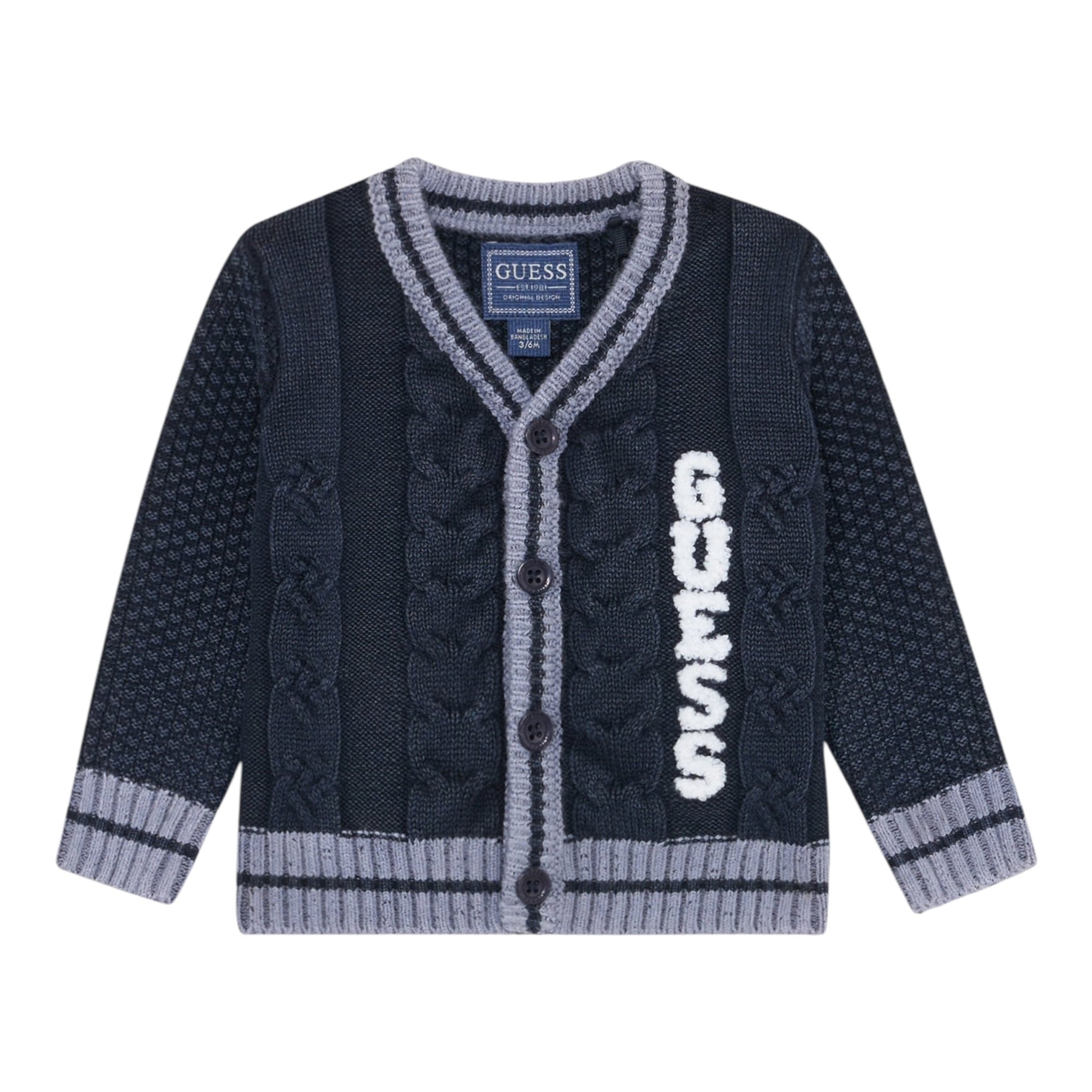 Guess Cardigan tinta unita con Logo Blu per Neonato N5YR04Z3FE0 BLU GUESS 
