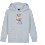 Honeygang Felpa tinta unita con Cappuccio E Stampa Azzurro per Bambino HOODIECXLIX AZZURRO HONEYGANG 