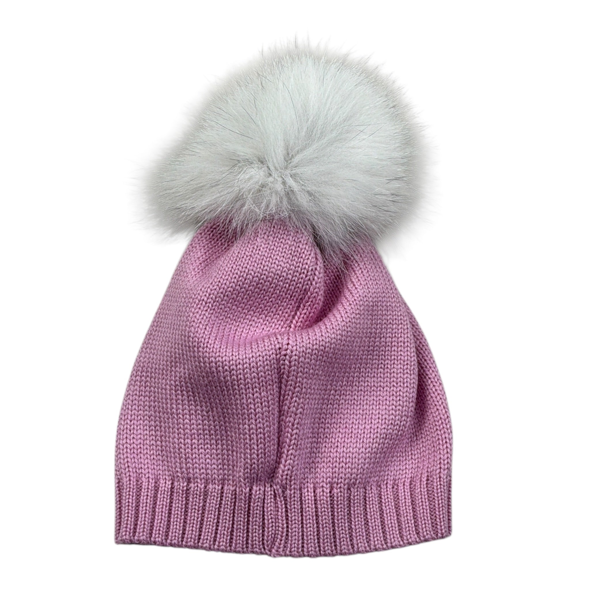 I Delfi Cappello tinta unita con Pon Pon Rosa per Neonata 24A4064 ROSA I DELFI 