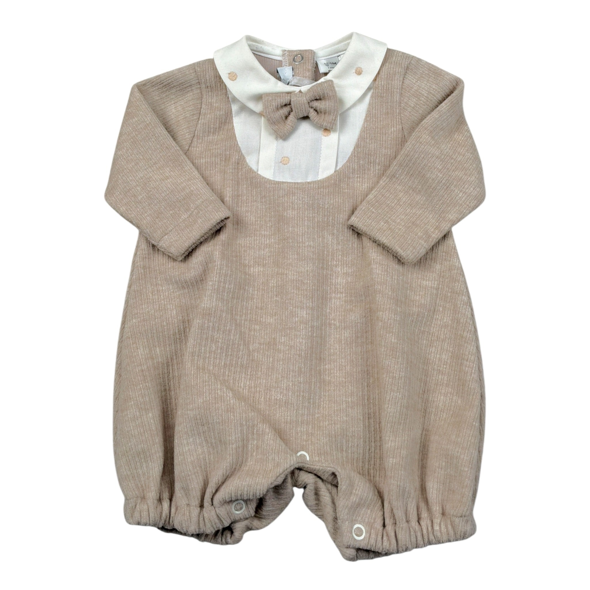 I Delfi Pagliaccetto Bicolore con Colletto Beige per Neonato 24A4331 BEIGE I DELFI 