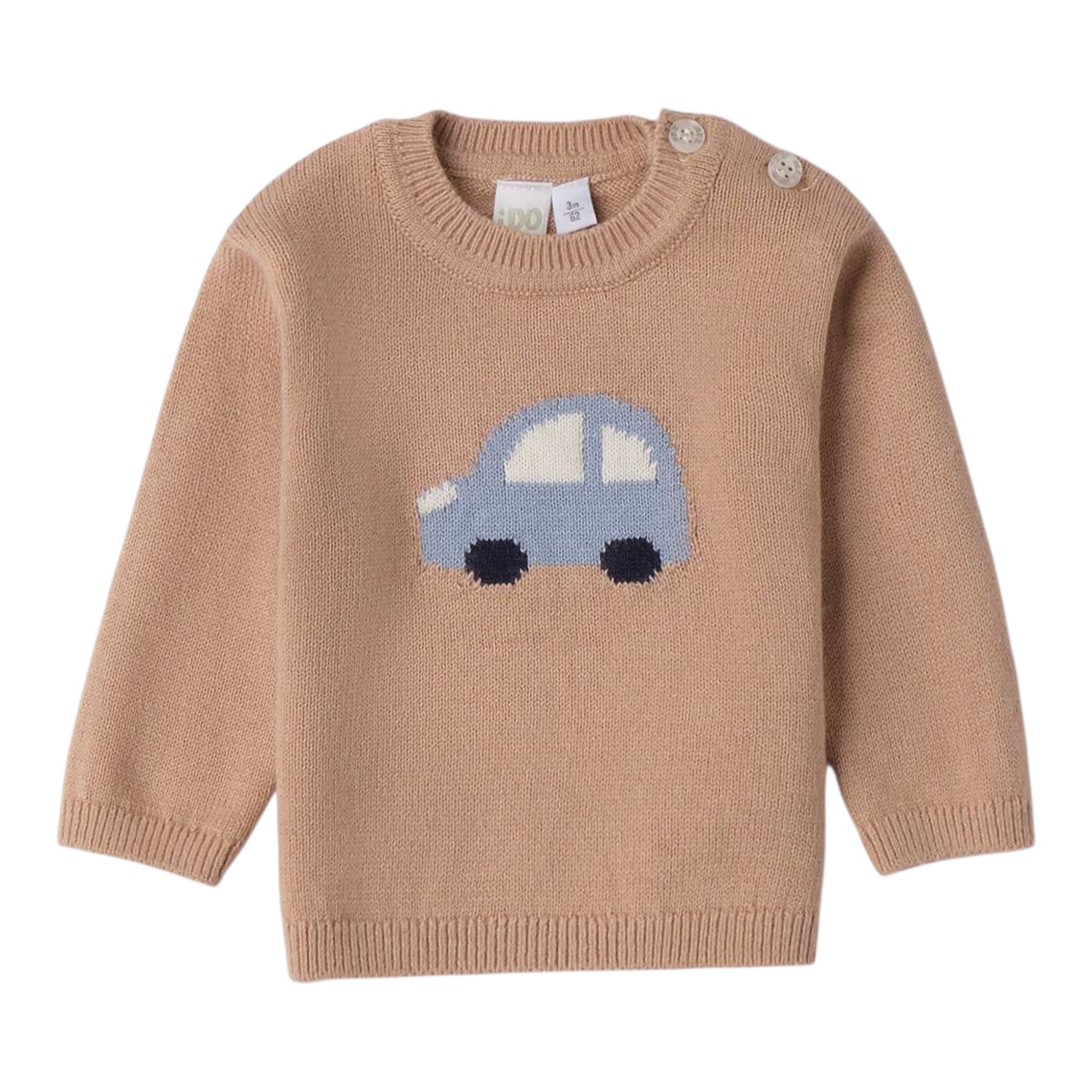 I Do Maglia Girocollo tinta unita con Stampa Beige per Neonato 4F155 BEIGE I DO 