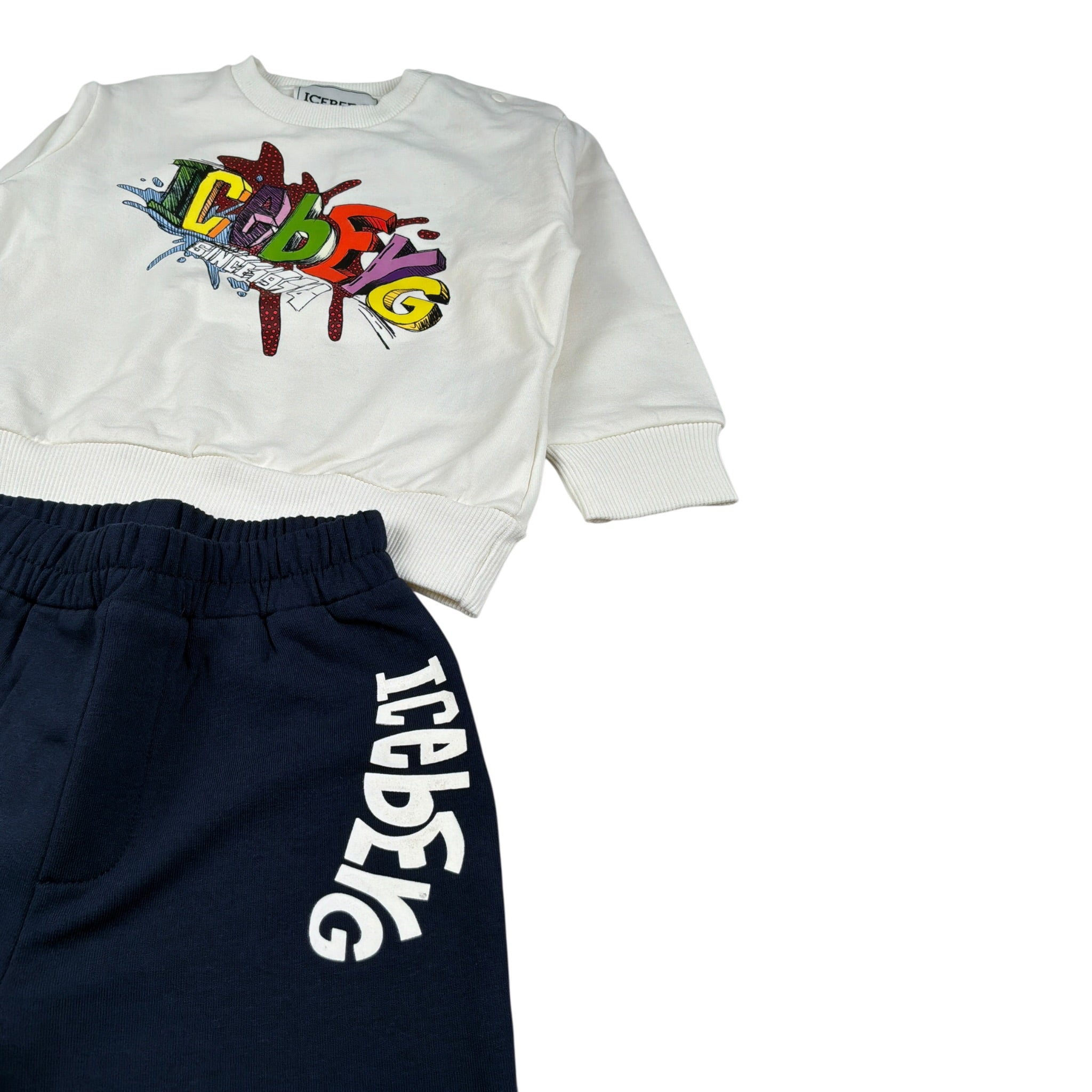 Iceberg Completo 2Pz Felpa-Pantalone con Stampa Panna per Neonato CFICE6305NX PANNA ICEBERG 