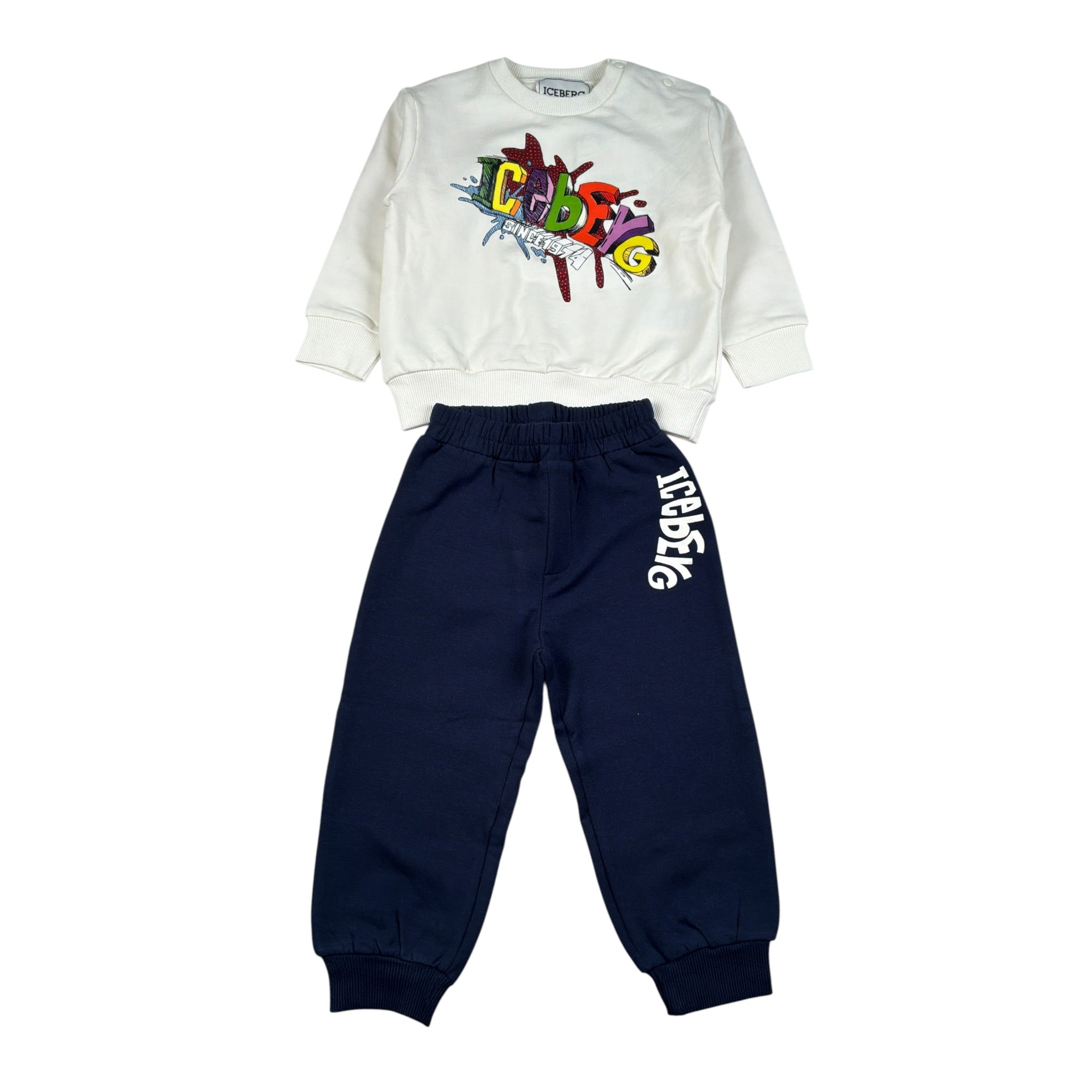 Iceberg Completo 2Pz Felpa-Pantalone con Stampa Panna per Neonato CFICE6305NX PANNA ICEBERG 