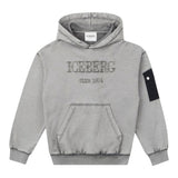 Iceberg Felpa tinta unita con Cappuccio E Stampa Grigio per Neonato MFICE6313BX GRIGIO ICEBERG 