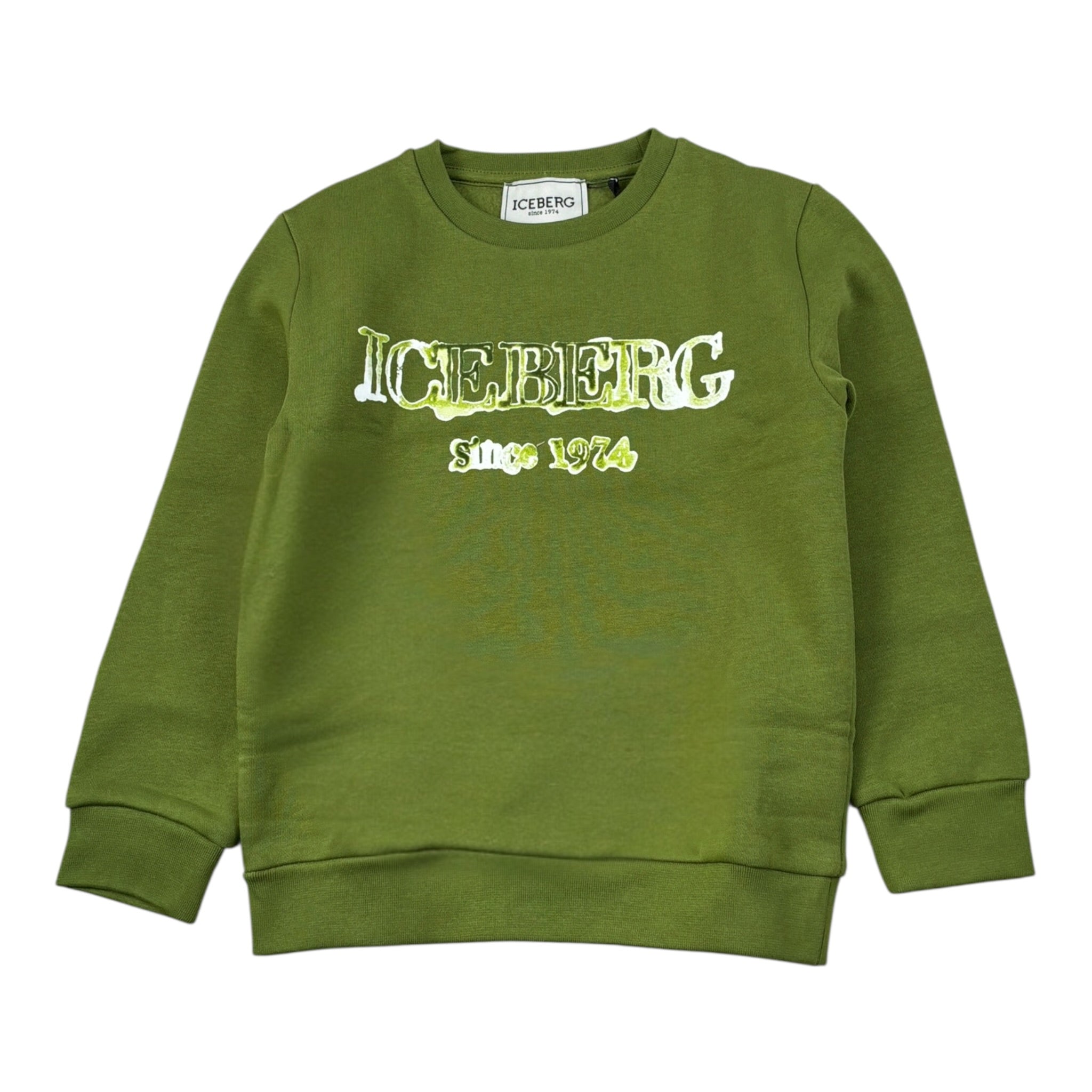 Iceberg Felpa tinta unita con Stampa Verde per Neonato MFICE6321BX VERDE ICEBERG 