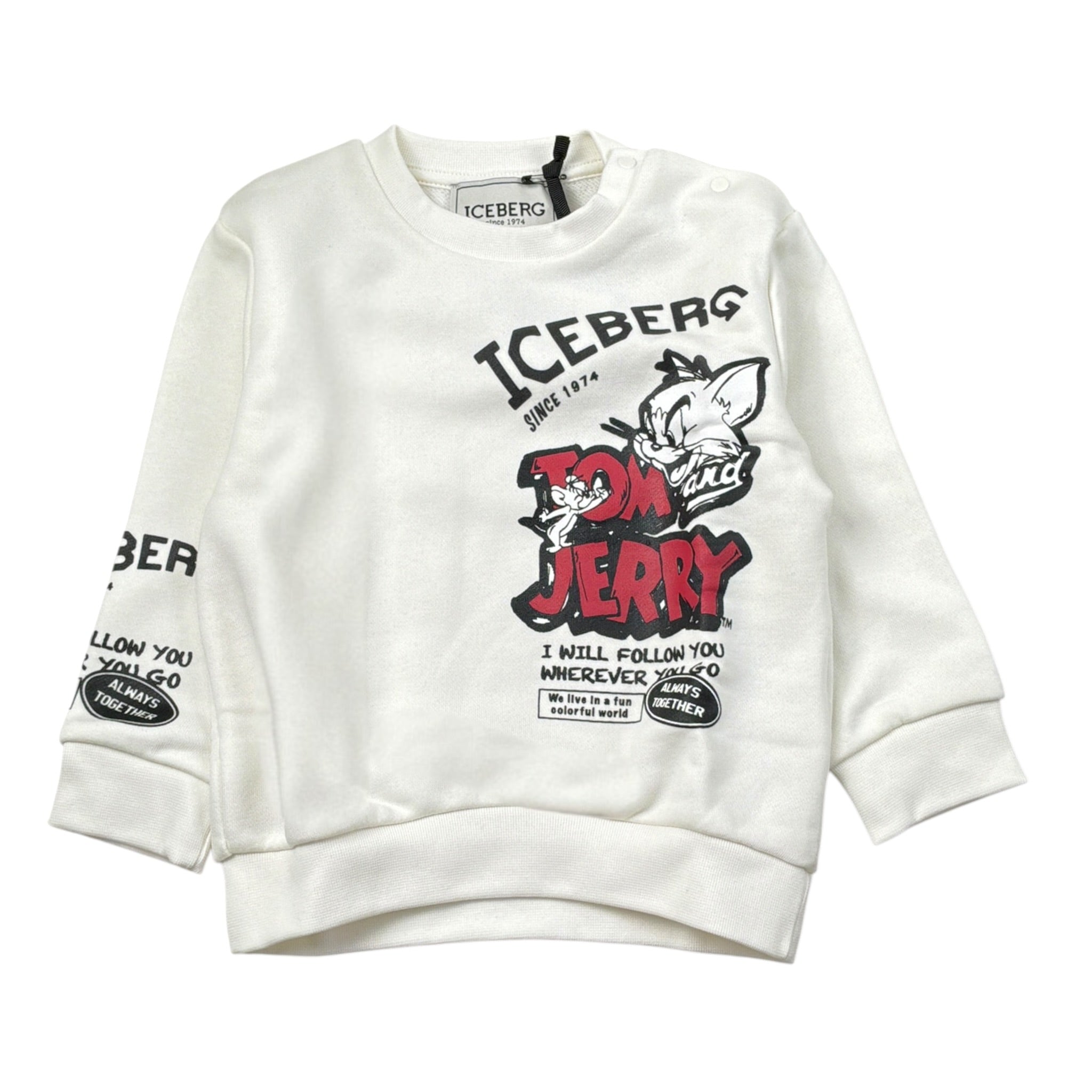 Iceberg Felpa Girocollo tinta unita con Stampa Bianco per Neonato MFICE6326BN BIANCO ICEBERG 